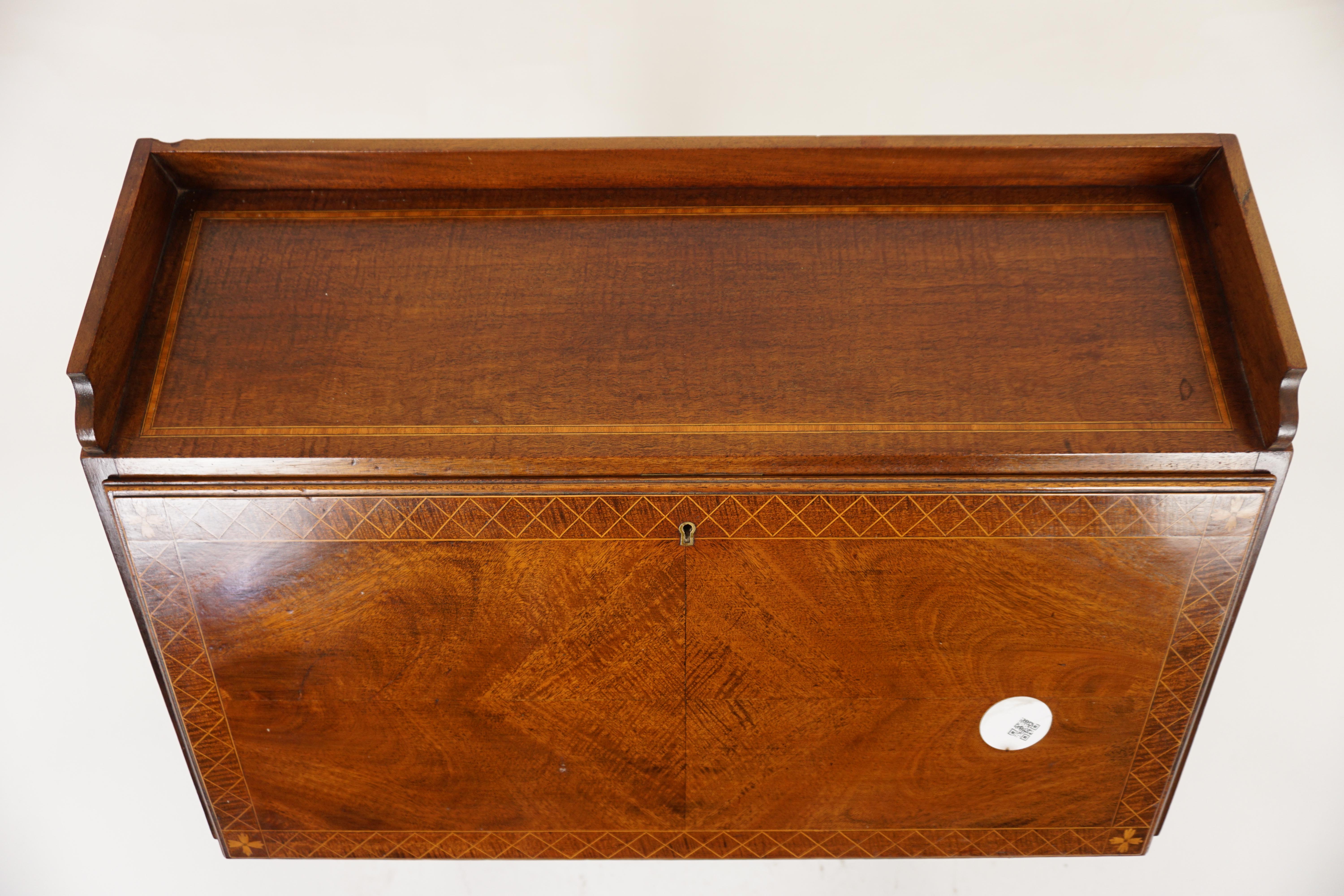 Antique Walnut Desk, Slant Front Desk, Drop Front Bureau, Scotland 1910 For Sale 1
