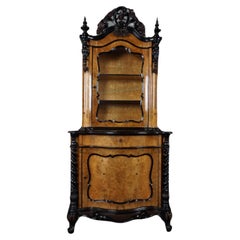 Antique Walnut Display Cabinet with Rich Details