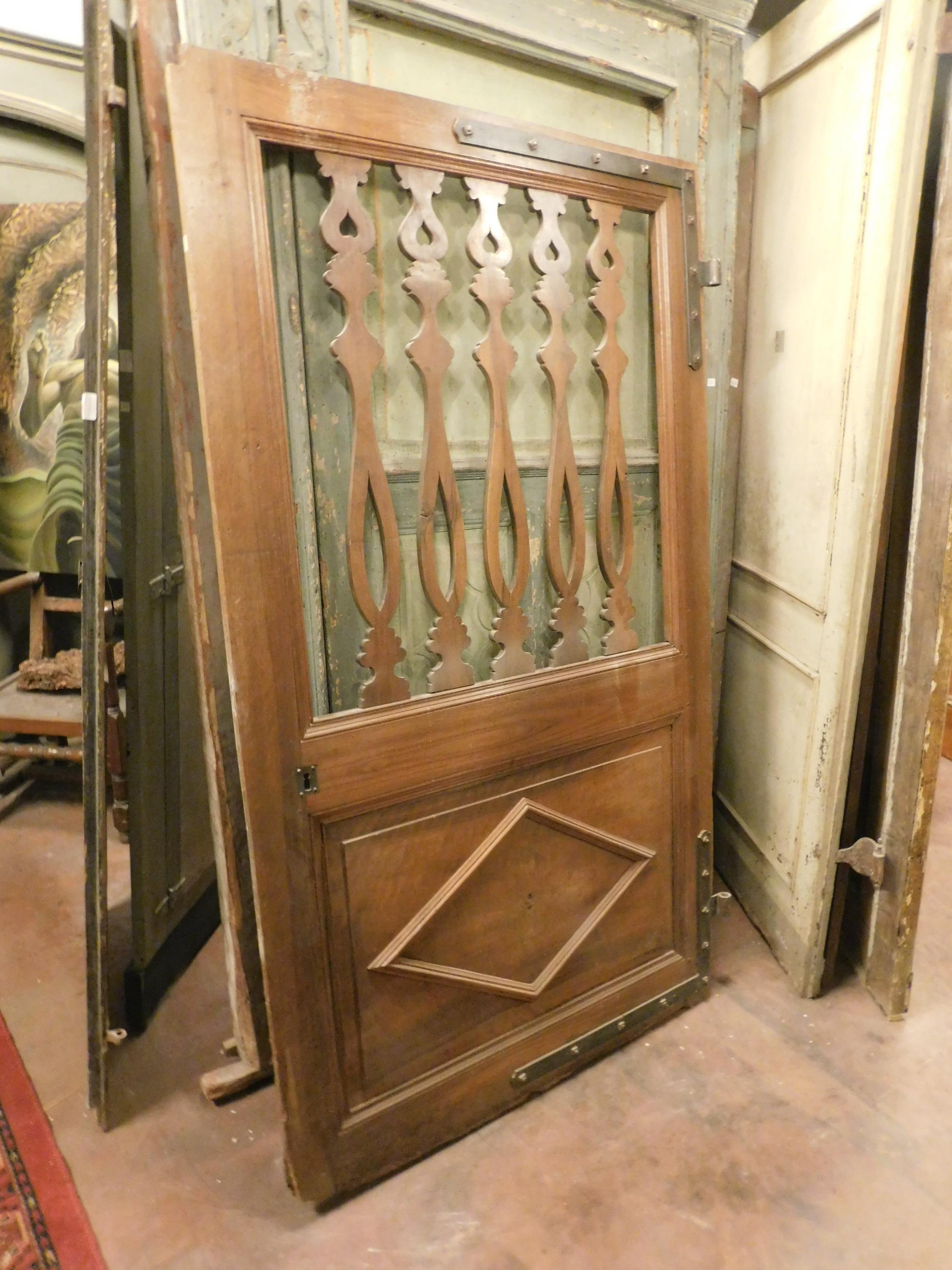 Italian Antique Walnut Door, Carved as a Gate, 19th Century, Italy For Sale