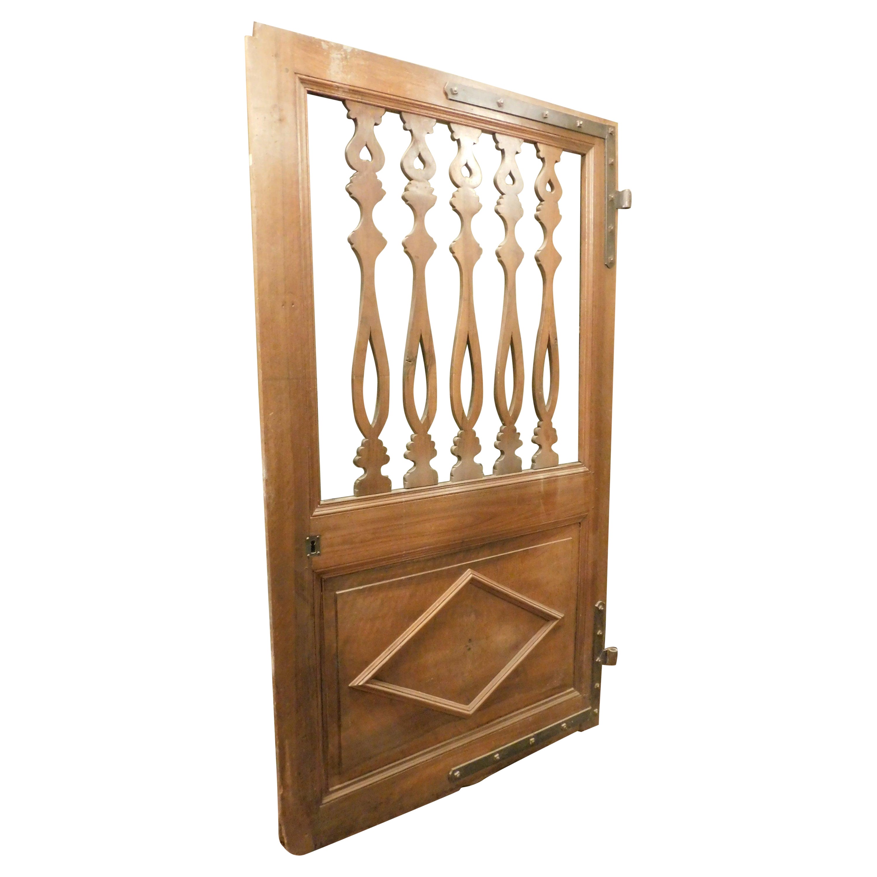 Antique Walnut Door, Carved as a Gate, 19th Century, Italy