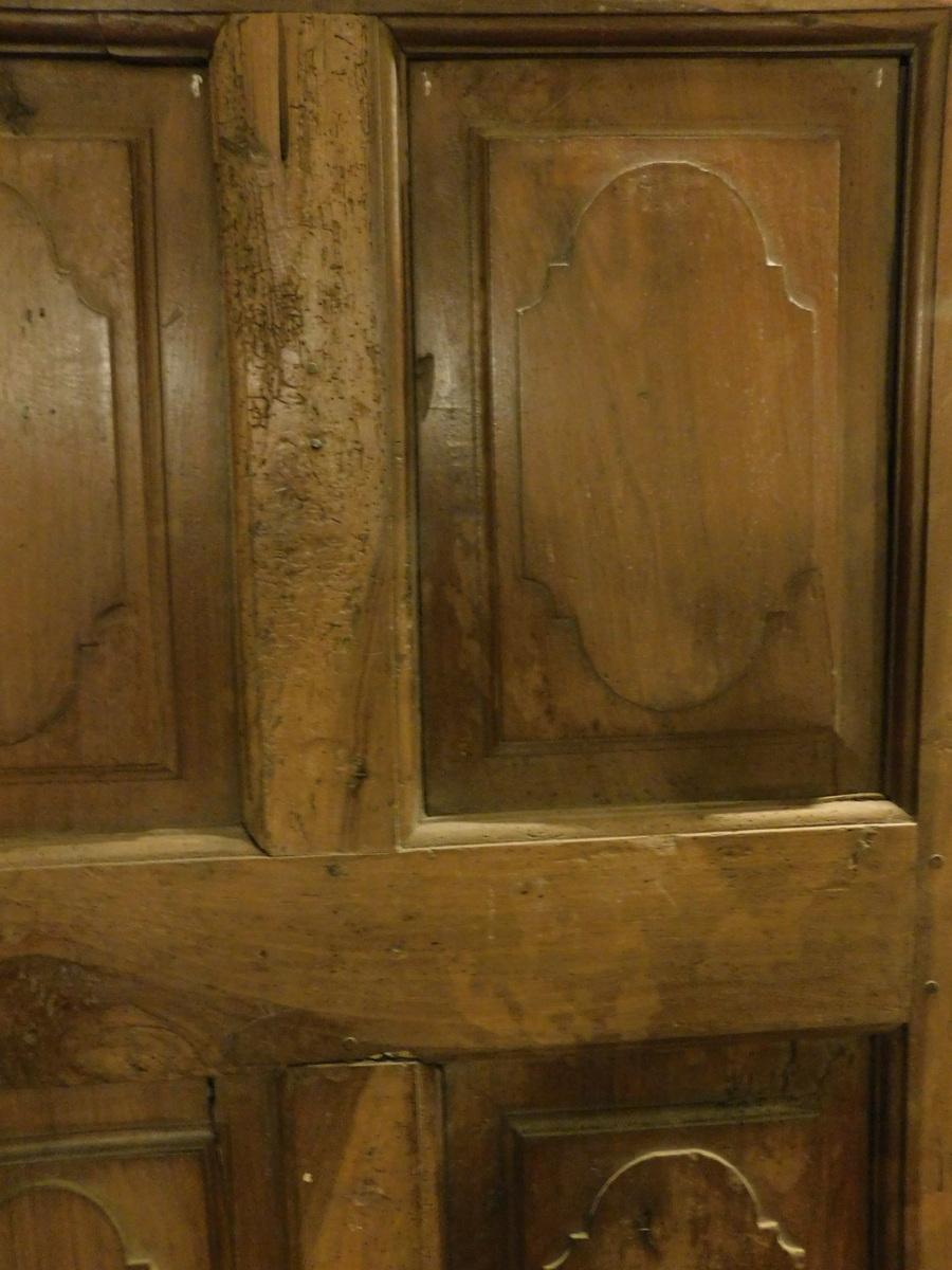 18th Century and Earlier Antique Walnut Door Carved with Six Panels, 18th Century Italy For Sale