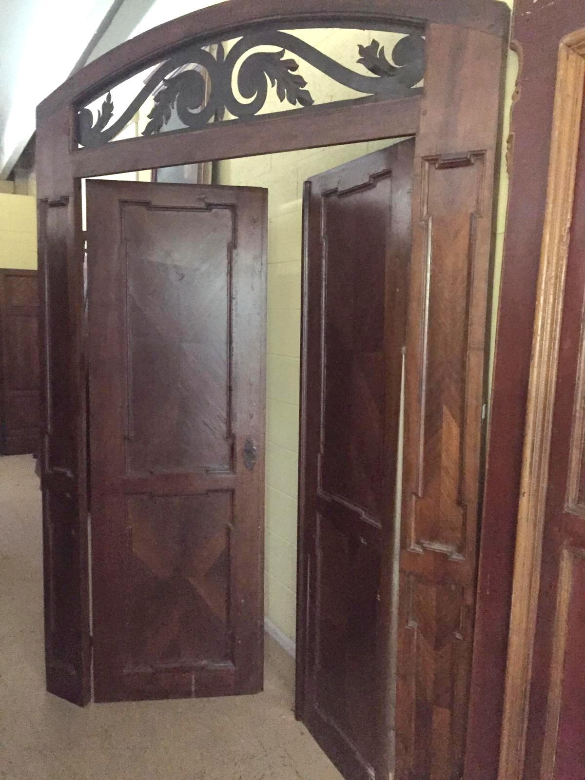 Antique Walnut double Door , original frame and iron, '700 Italy For Sale 3