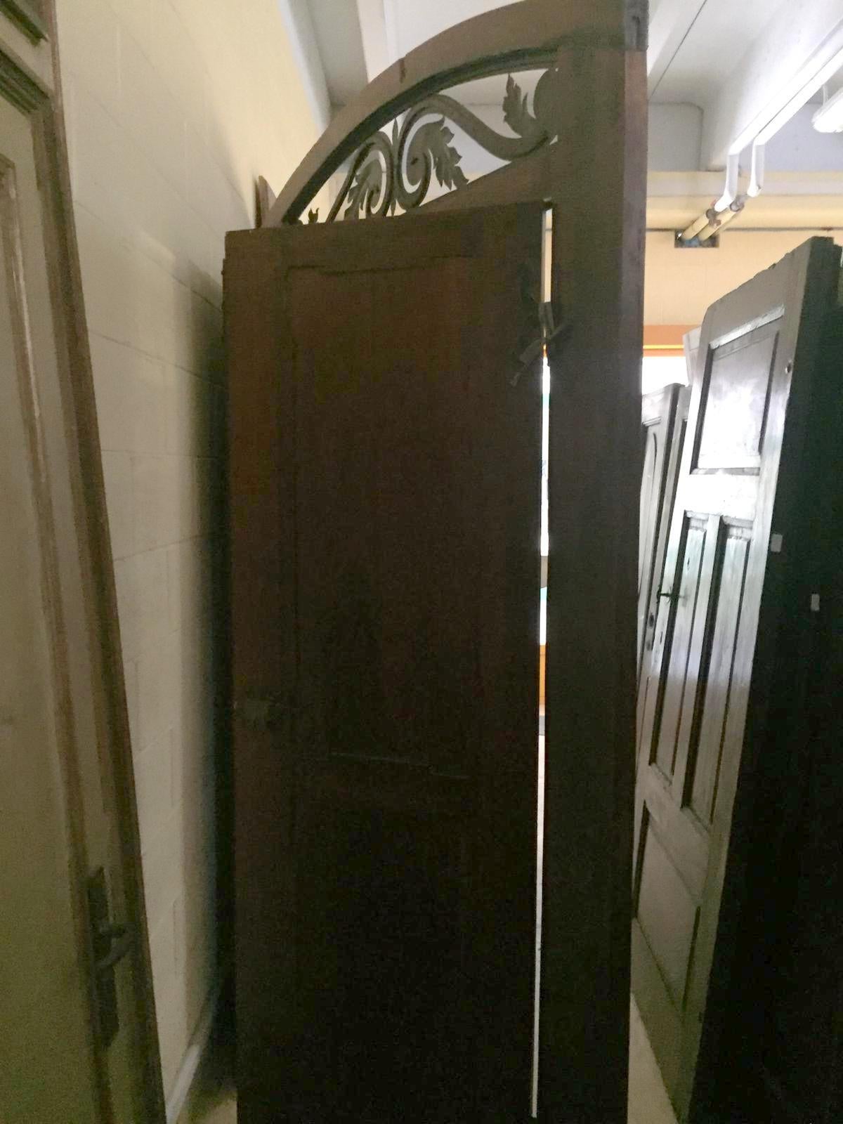 Antique Walnut double Door , original frame and iron, '700 Italy For Sale 4