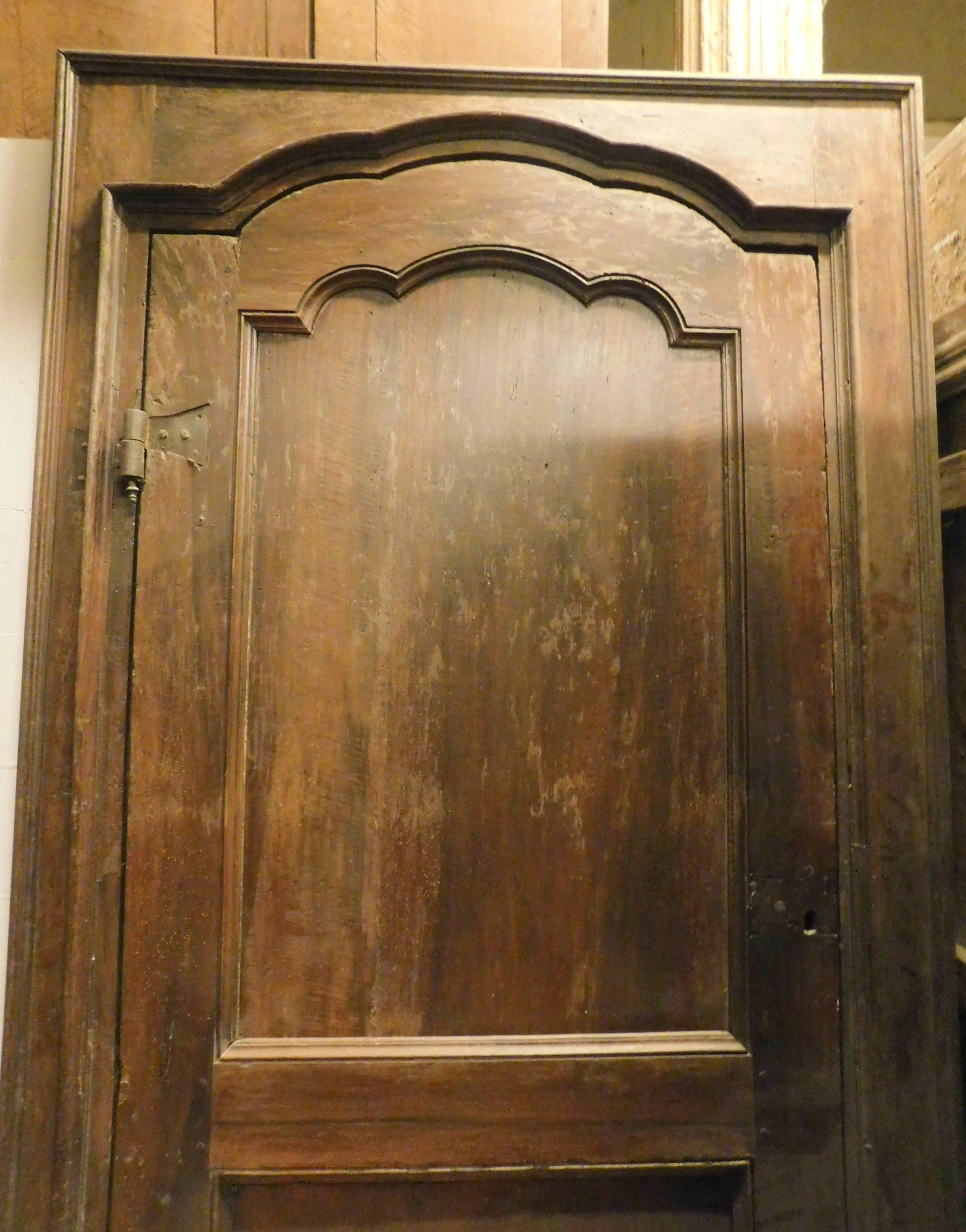 Hand-Carved Antique Walnut Door with Frame, Moved Bar, 18th Century, Italy For Sale