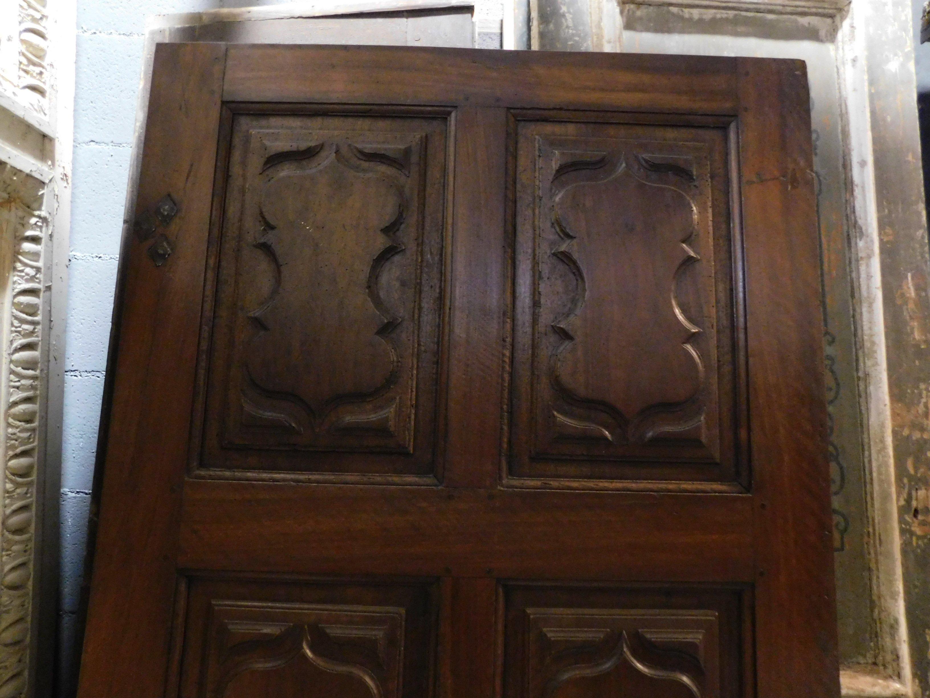 Antique Walnut Door with Six Carved Panels, 18th Century, Italy 1