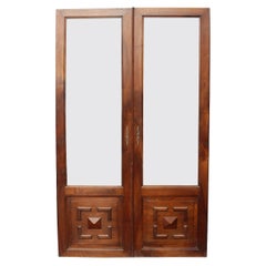 Antique Walnut Doors with Textured Glass
