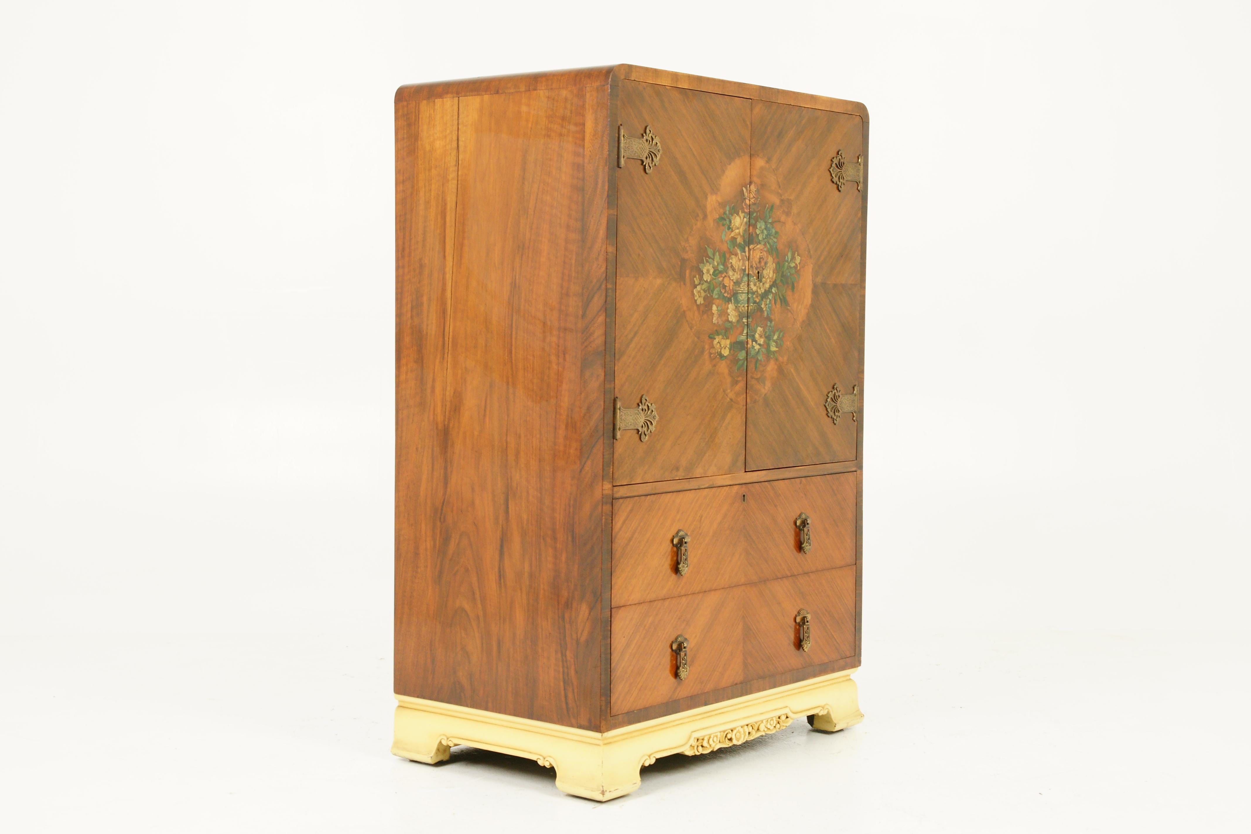 Antique Walnut Dresser, Art Deco Burr Walnut Dresser, Scotland 1930, B1771B 2