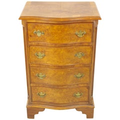 Antique Walnut Dresser, Burr Serpentine Chest of Drawers, Scotland, 1940s