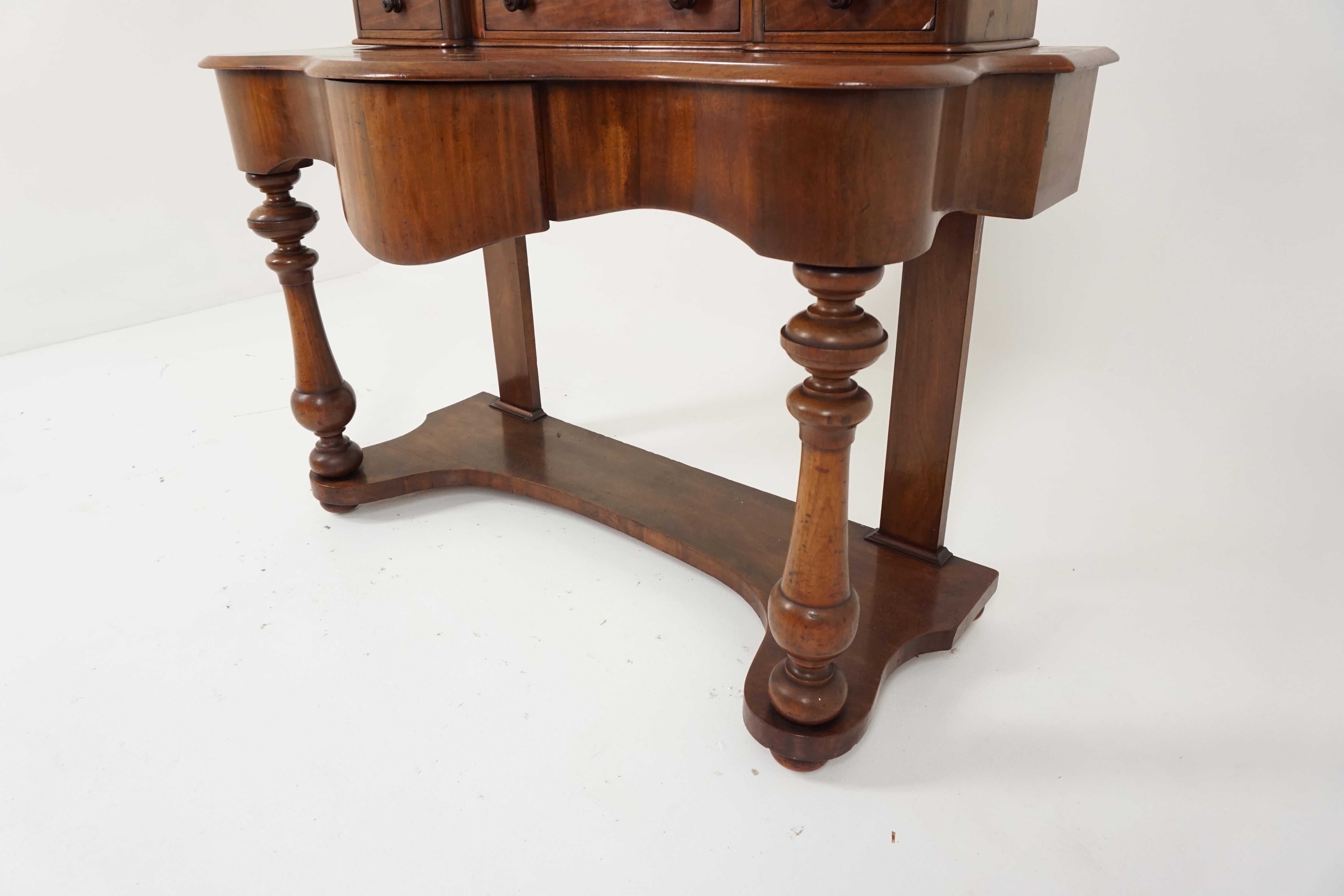 Antique Walnut Dresser, Victorian Duchess Vanity Table, Scotland 1870 In Good Condition In Vancouver, BC