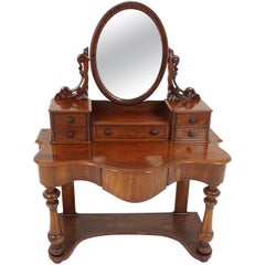 Antique Walnut Dresser, Victorian Duchess Vanity Table, Scotland 1870