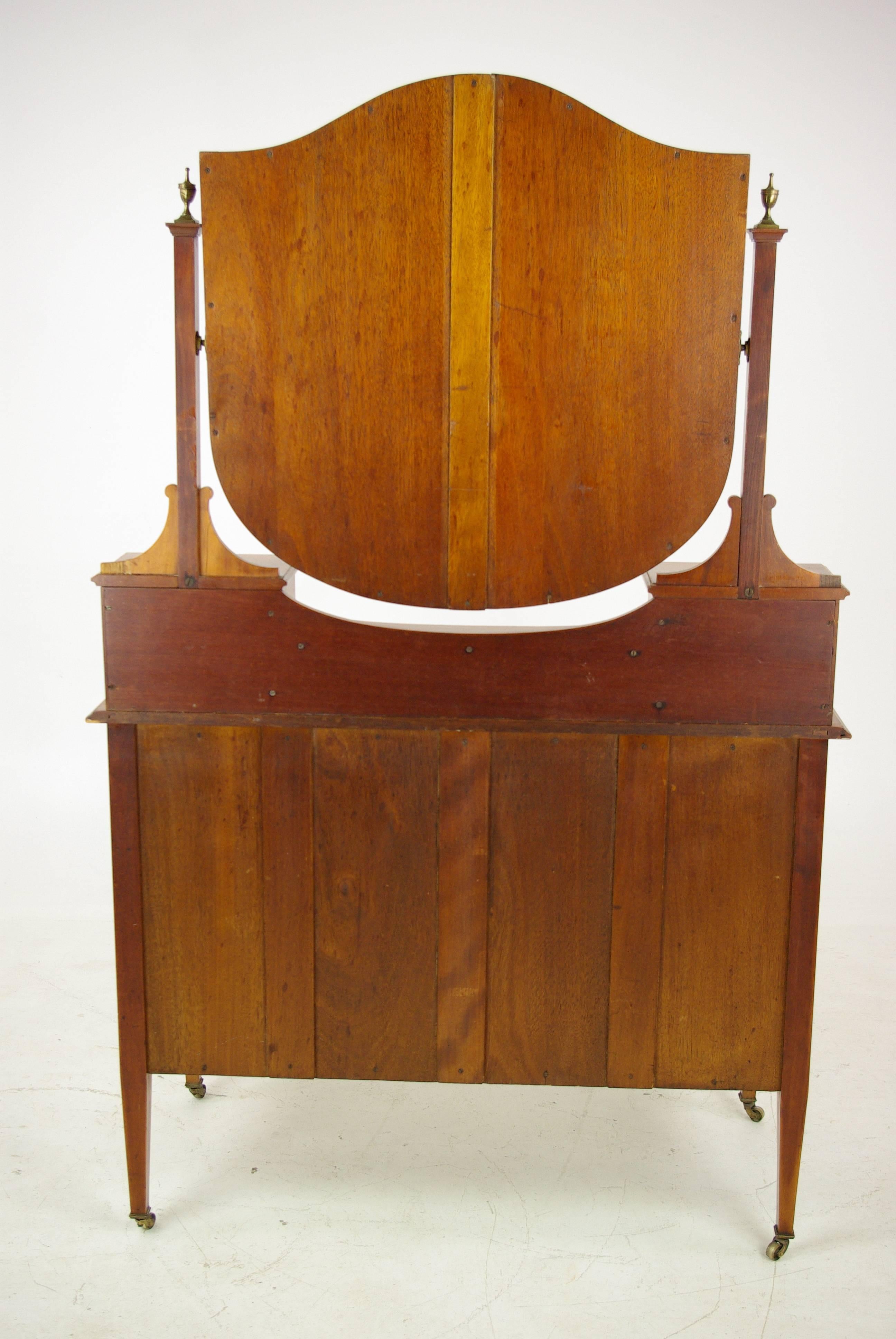 Antique Walnut Dresser, Vintage Walnut Vanity, Scotland, 1900  REDUCED!!!! 5