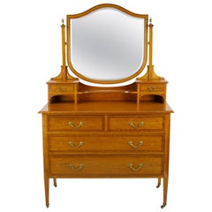 Antique Walnut Dresser, Vintage Walnut Vanity, Scotland, 1900  REDUCED!!!!