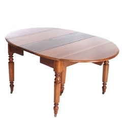 Antique Walnut Drop Leaf Extension Dining Table with Eight Leaves C1920