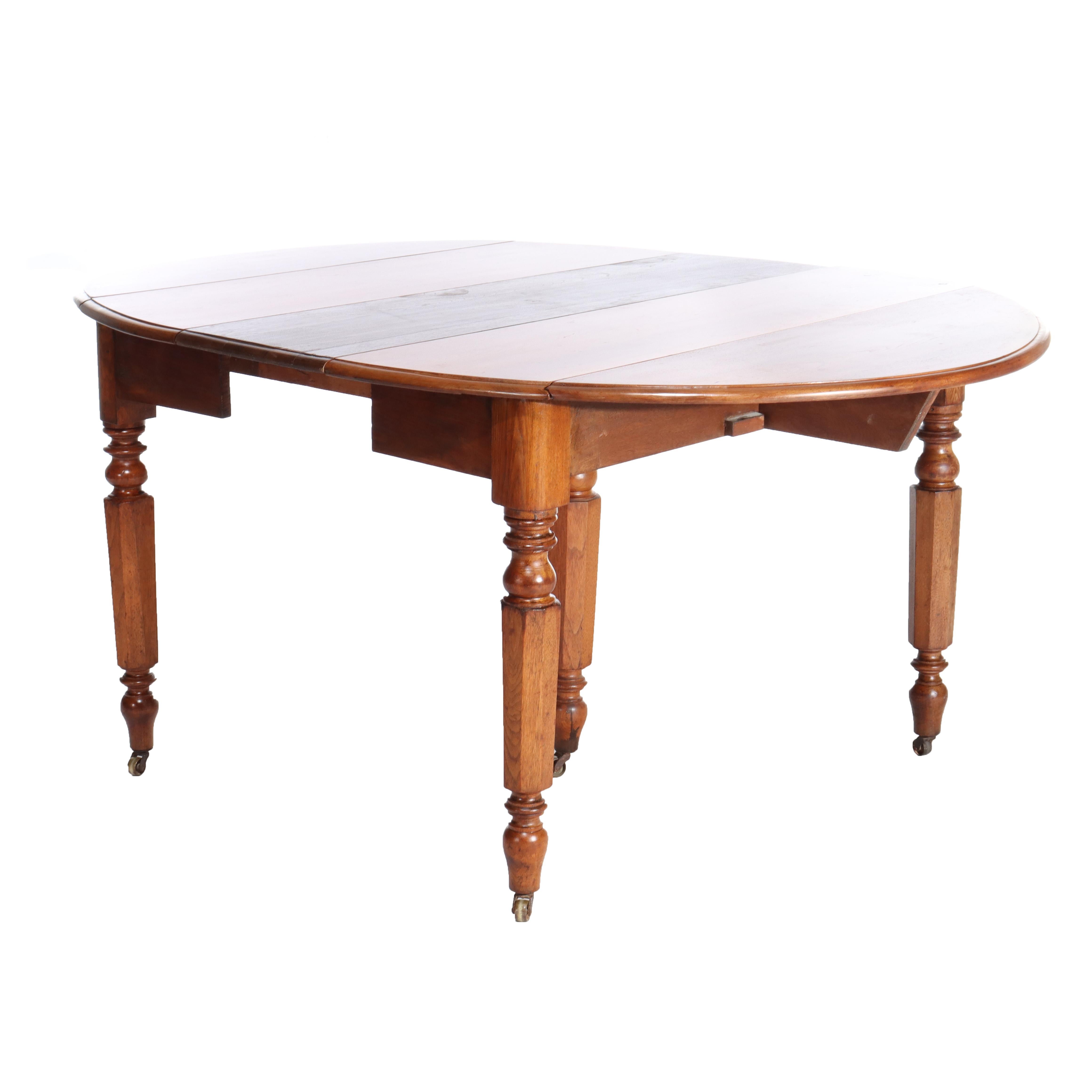 Antico tavolo da pranzo allungabile in noce con otto foglie C1920 in vendita 4