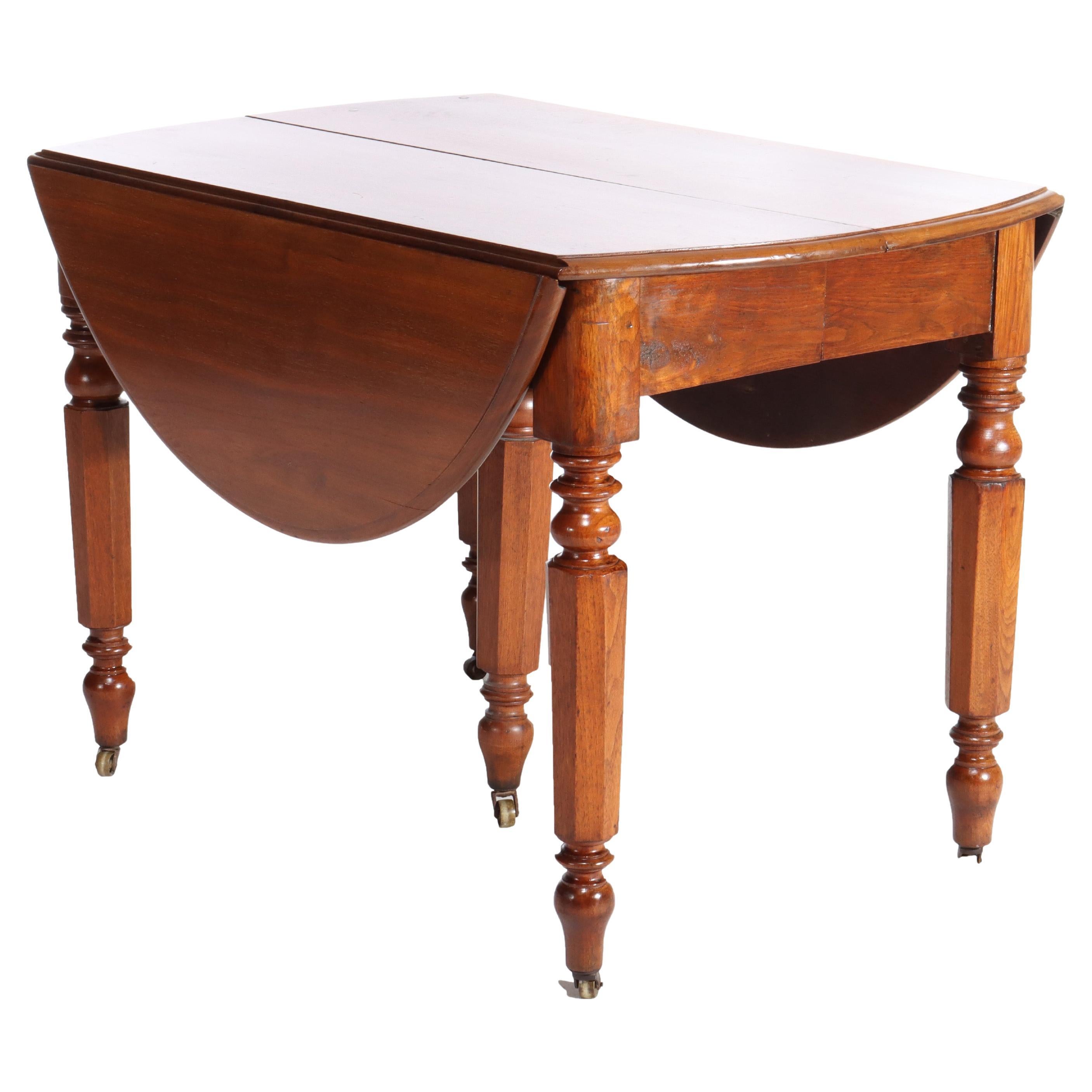 Antike Nussbaum Drop Leaf Erweiterung Esstisch mit acht Blätter C1920