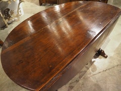 Antique Walnut Drop Leaf Table from Tuscany, Italy, Early 19th Century