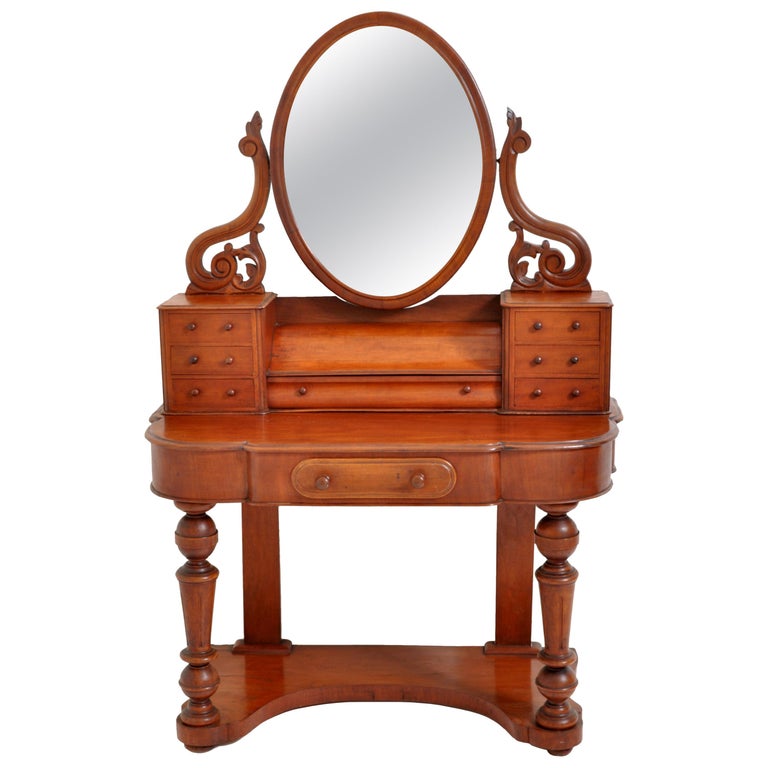 Antique Walnut Duchess Dresser Swing Mirror Vanity Dressing Table, circa 1870 For Sale