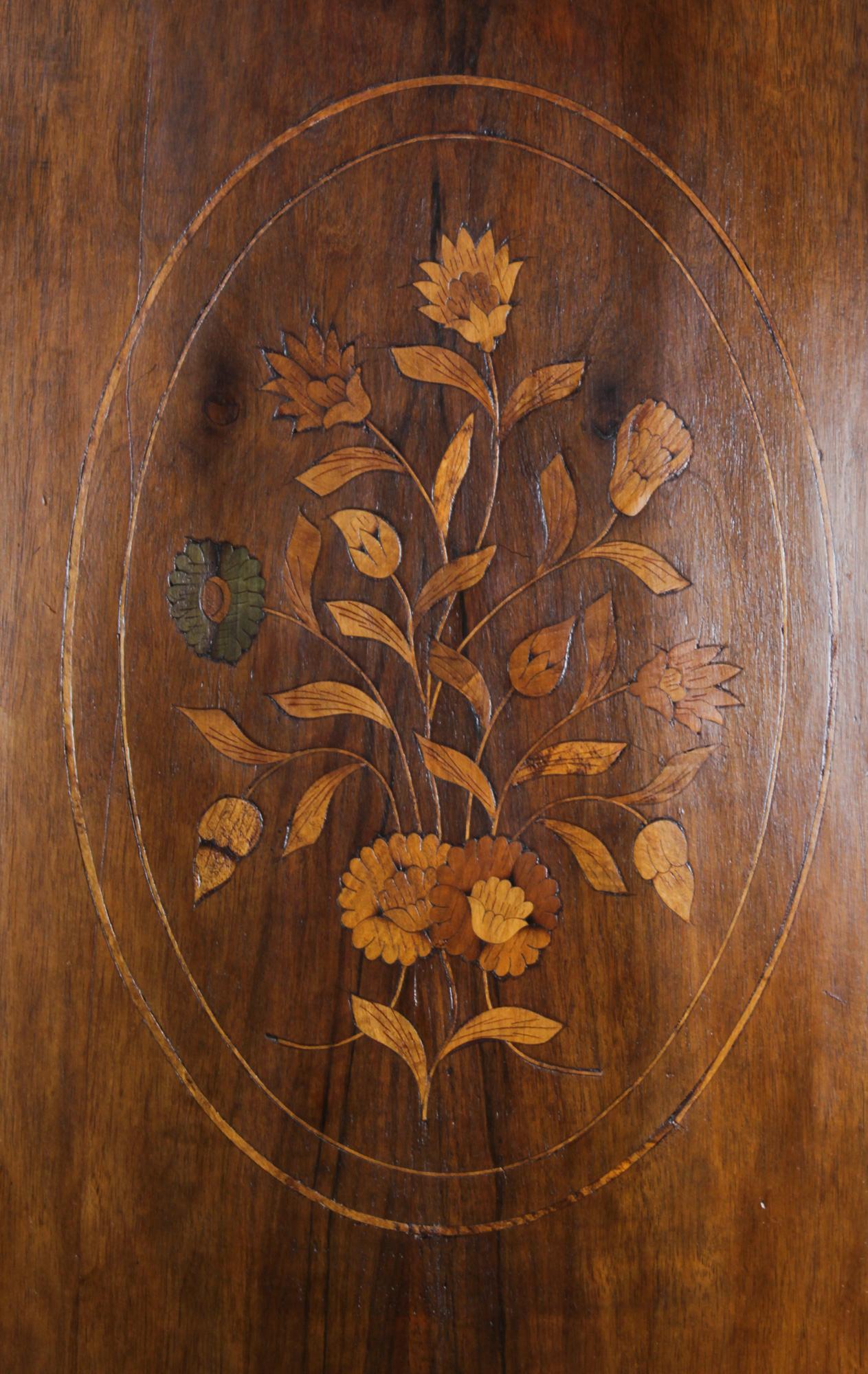 Antique Walnut Dutch Marquetry Bureau Cabinet Bookcase 18th Century For Sale 14