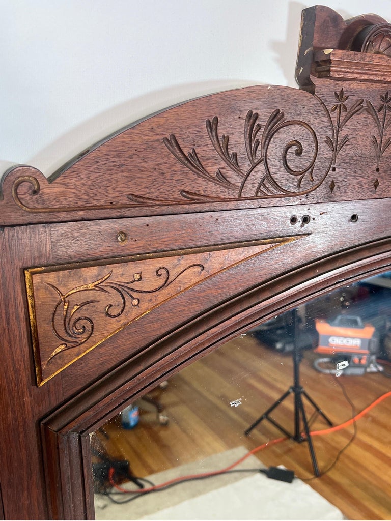 Antique Walnut Eastlake Pier Mirror For Sale at 1stDibs