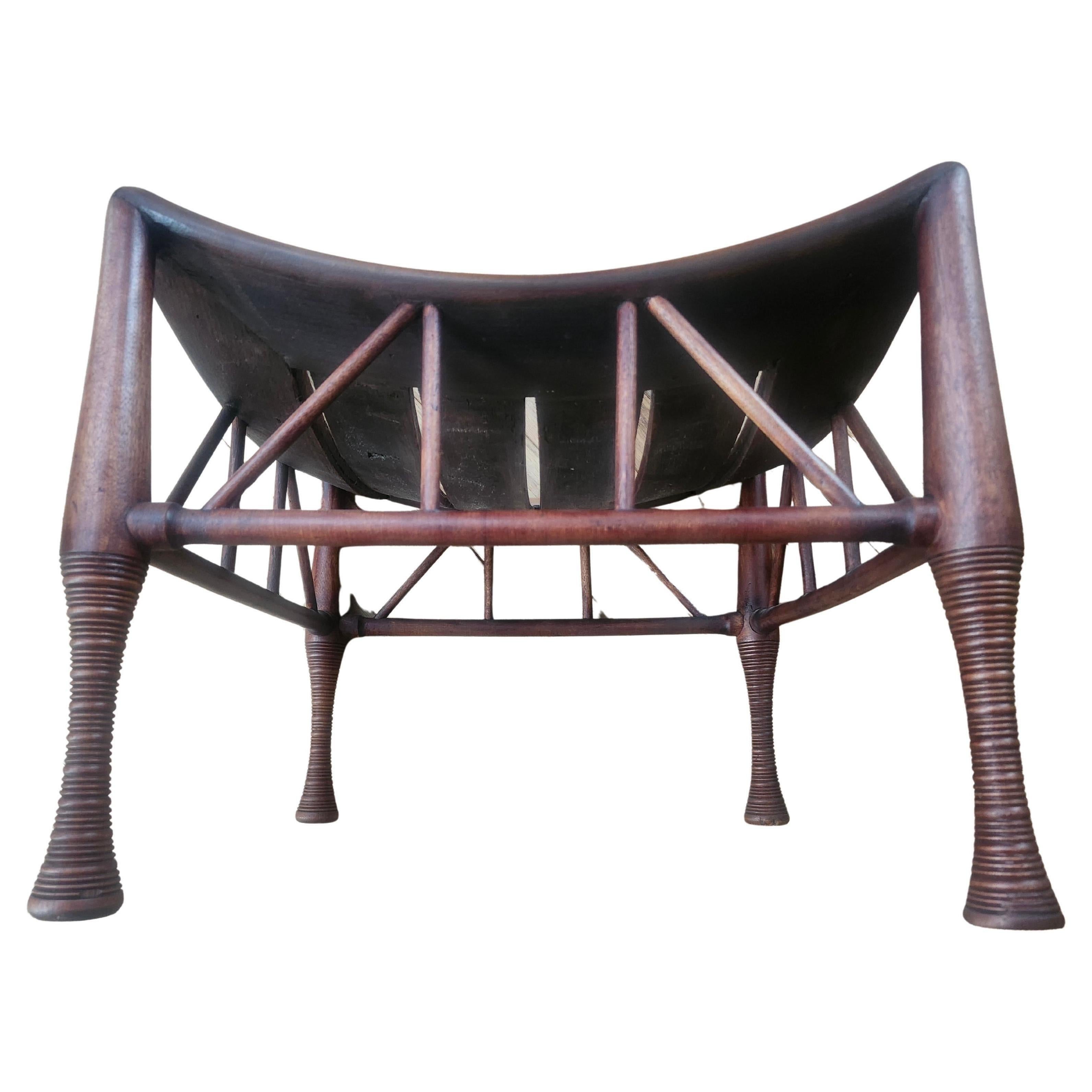 Antique Walnut Egyptian Revival Thebes Stool C1875