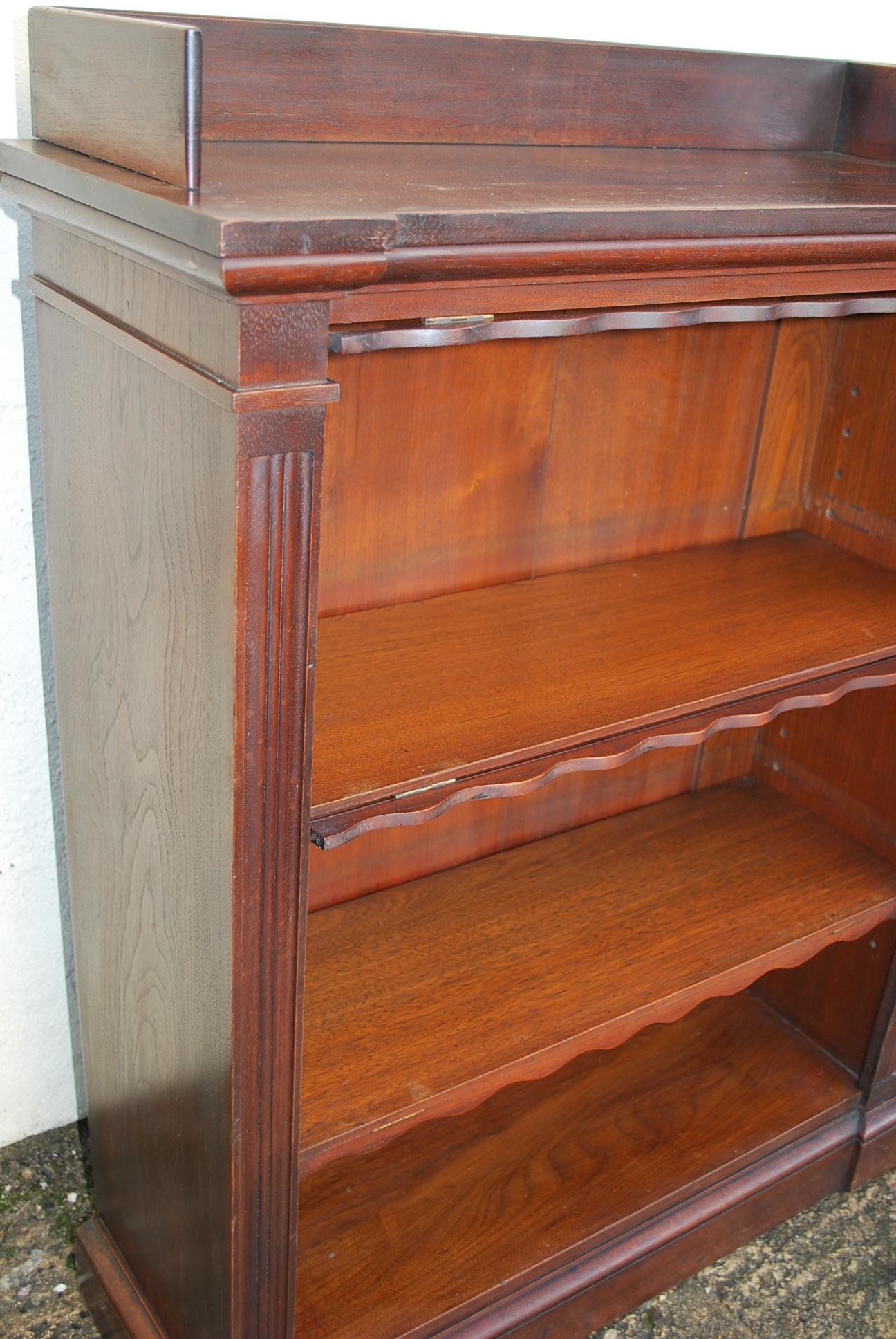 Antique Walnut English Breakfront Open Bookcase or Shelves For Sale 1