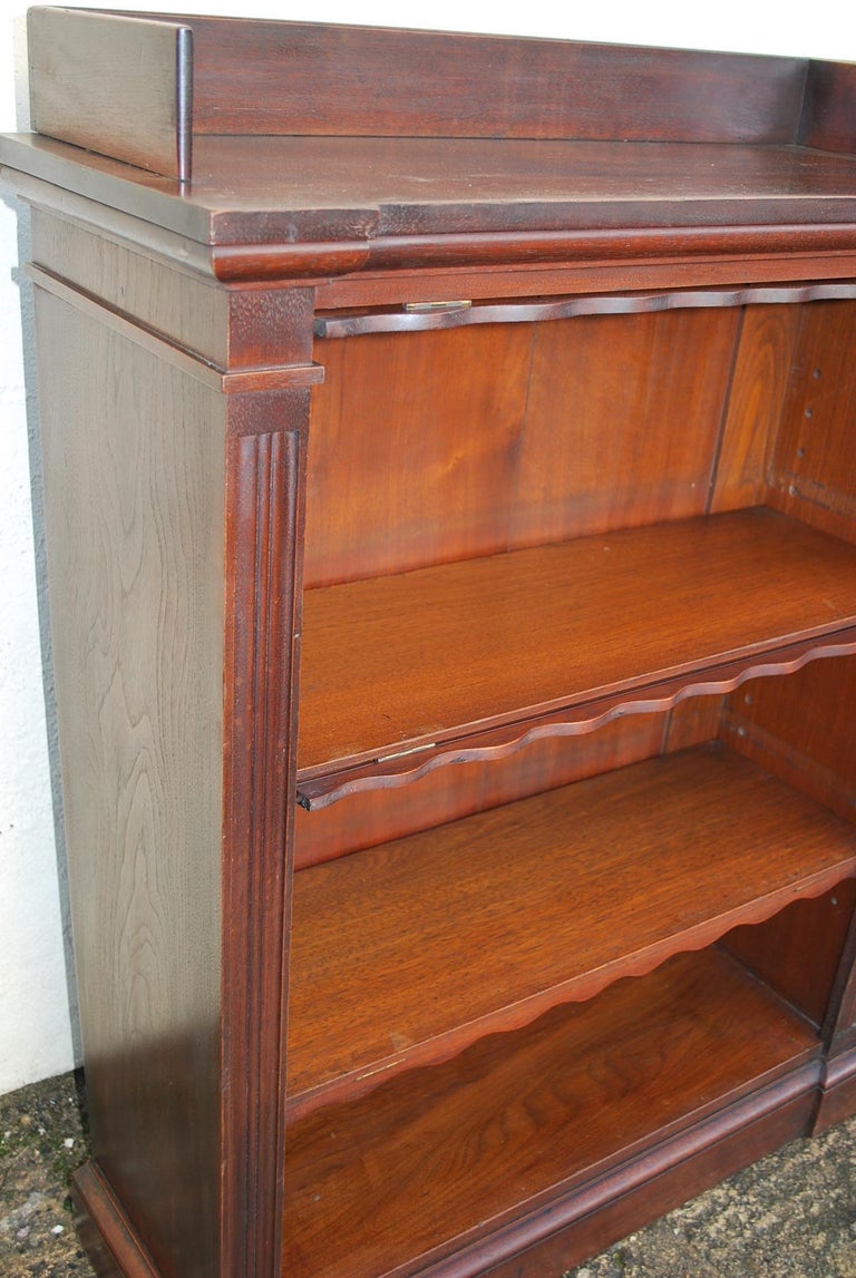 Antique Walnut English Breakfront Open Bookcase or Shelves For Sale at