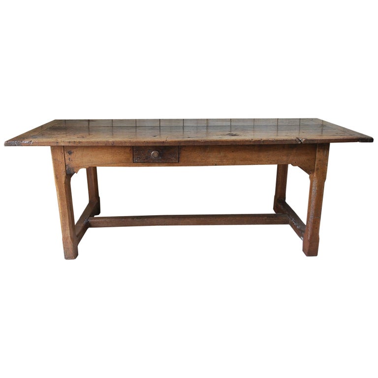 Antique Walnut Farmhouse Kitchen Table For Sale at 1stDibs
