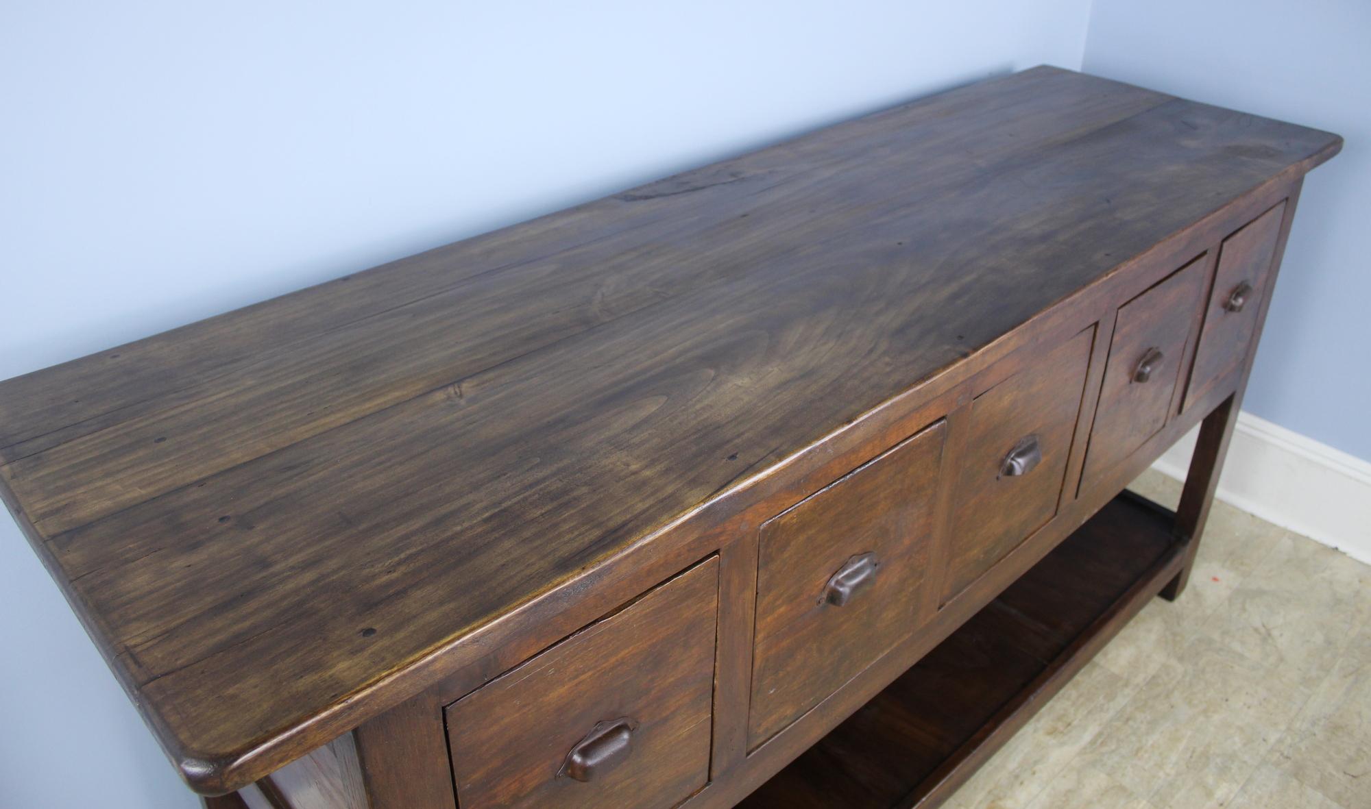 Antique Walnut Five Drawer Potboard Server or Counter In Good Condition In Port Chester, NY
