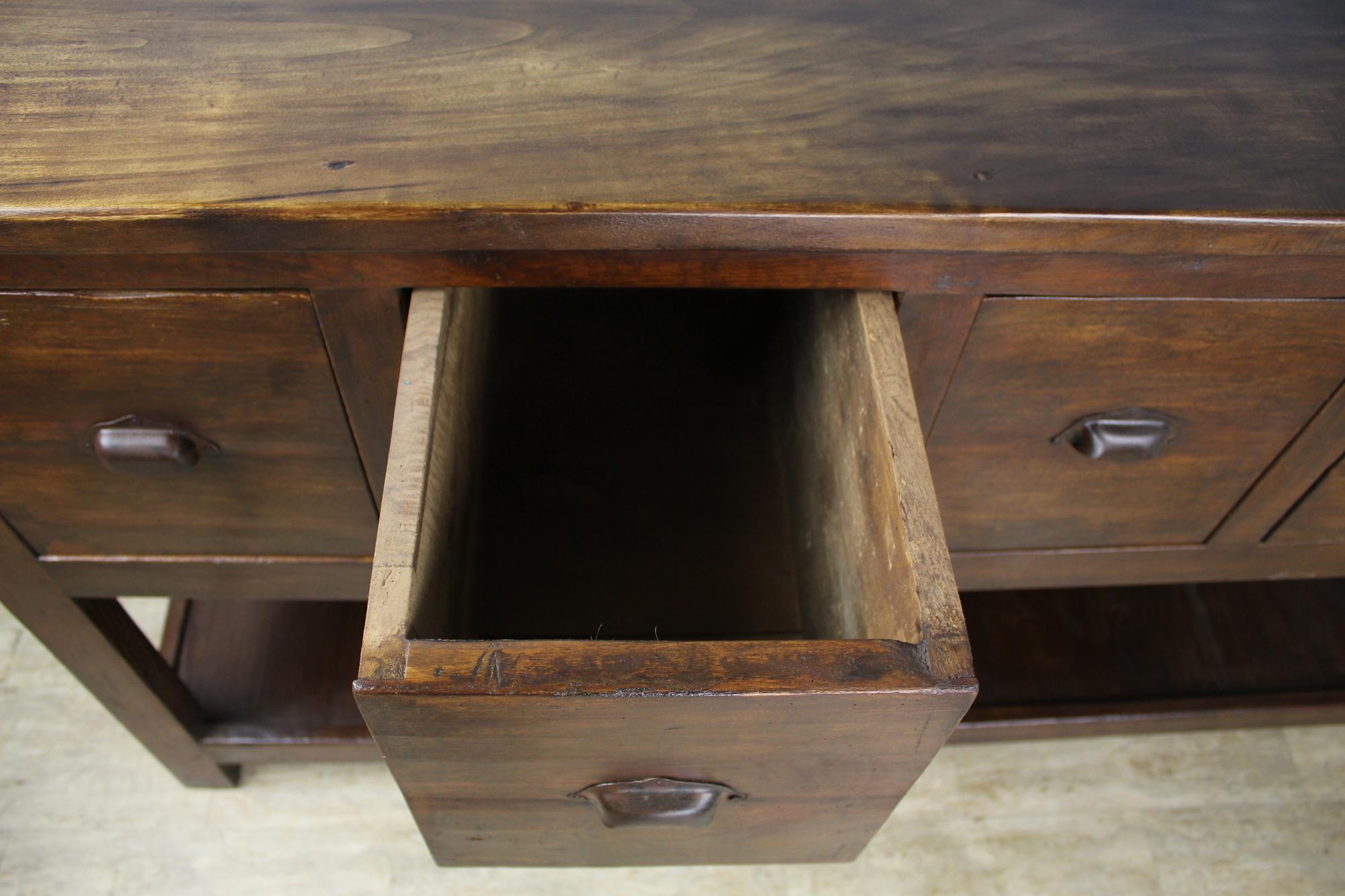 19th Century Antique Walnut Five Drawer Potboard Server or Counter