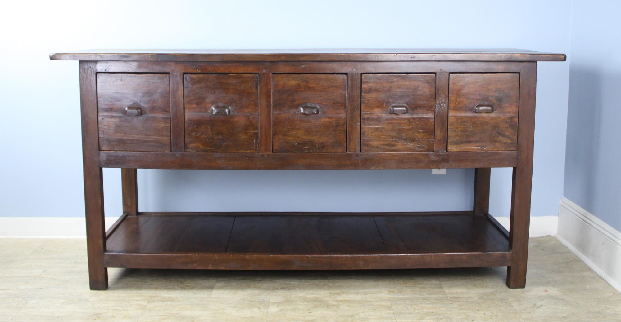 Antique Walnut Five Drawer Potboard Server or Counter 1