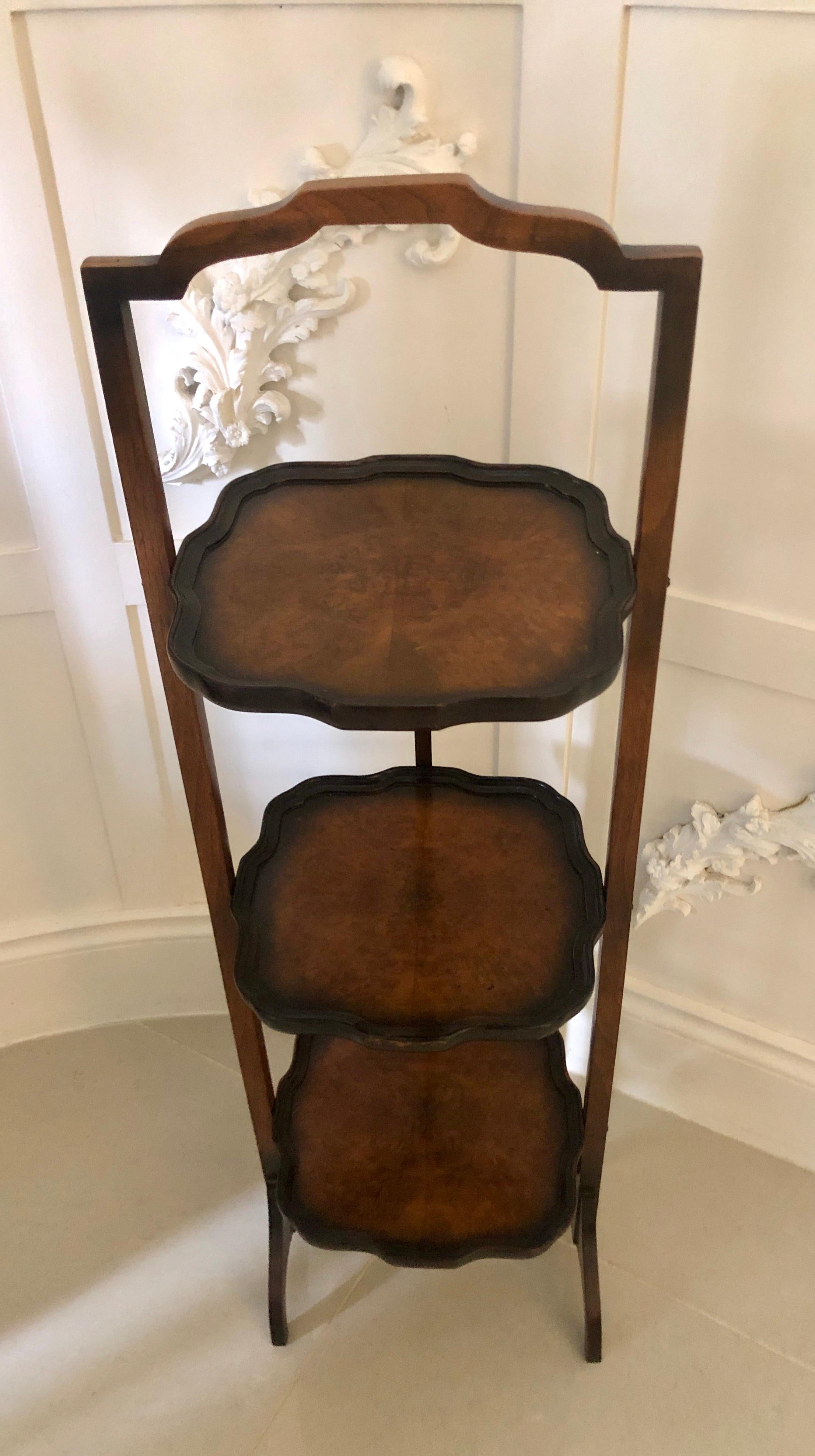 Antique Walnut Folding 3-Tier Cake Stand For Sale 1