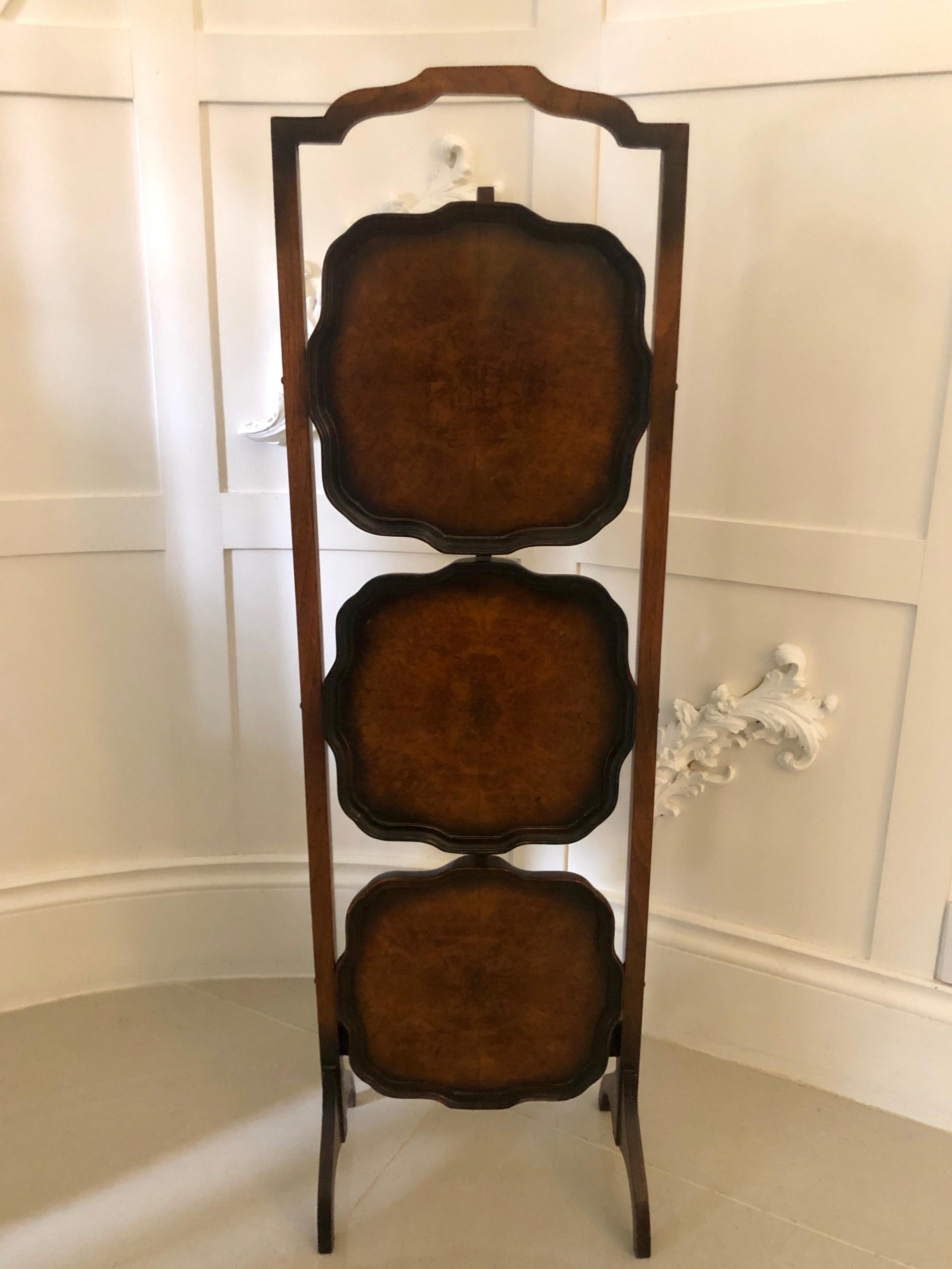 Antique Walnut Folding 3-Tier Cake Stand For Sale 2
