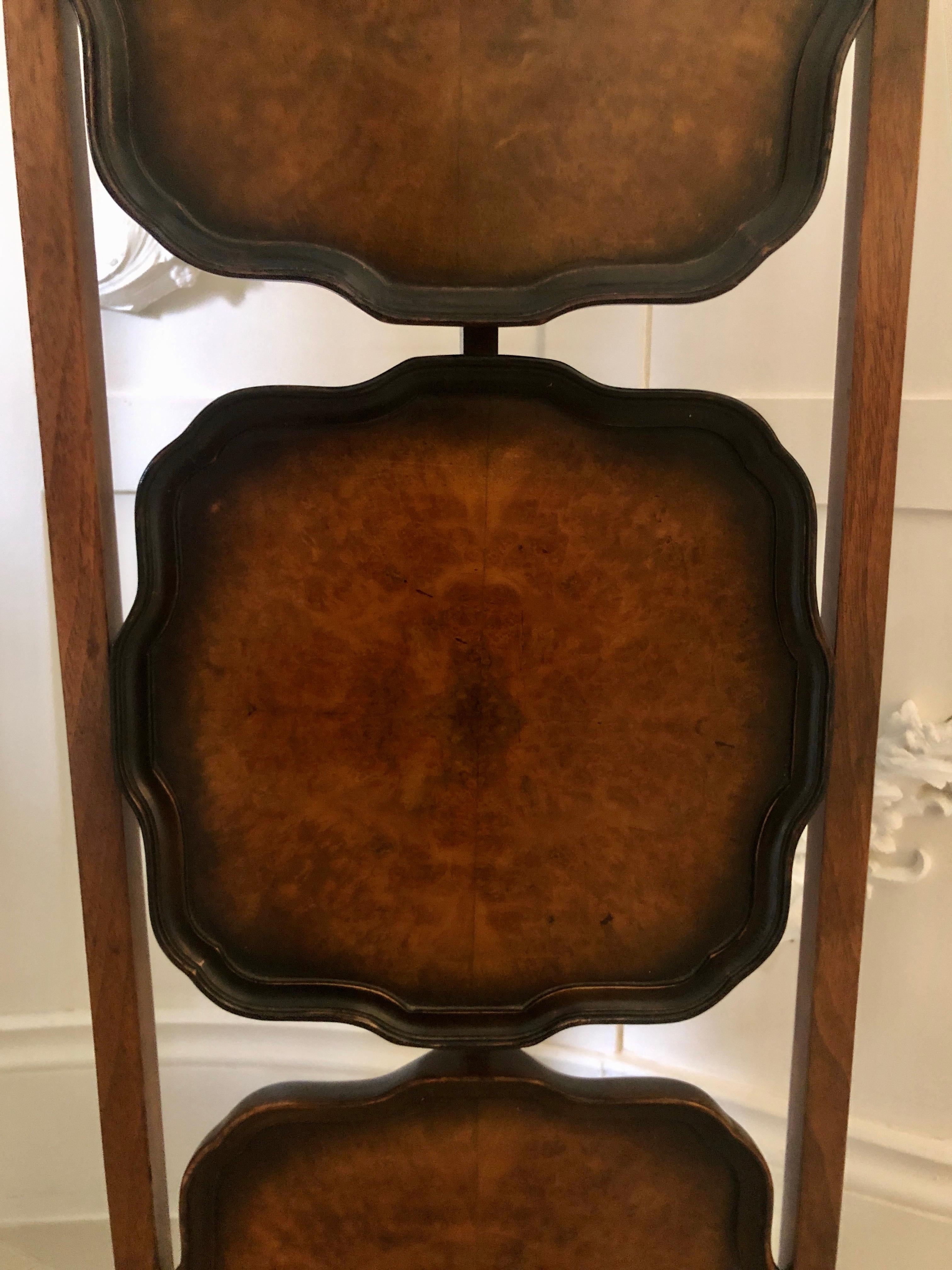 Antique Walnut Folding 3-Tier Cake Stand For Sale 4