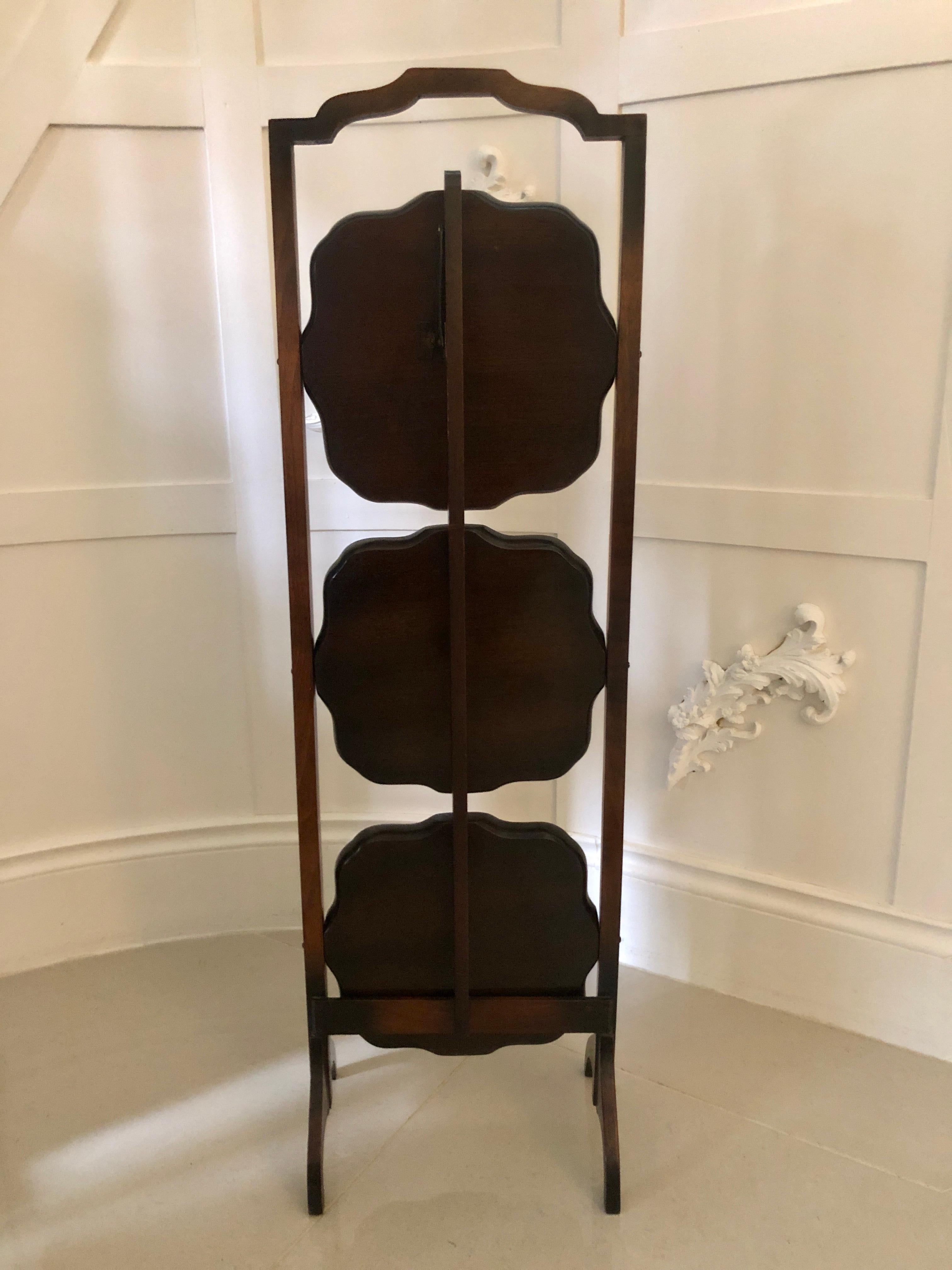 Antique Walnut Folding 3-Tier Cake Stand For Sale 7