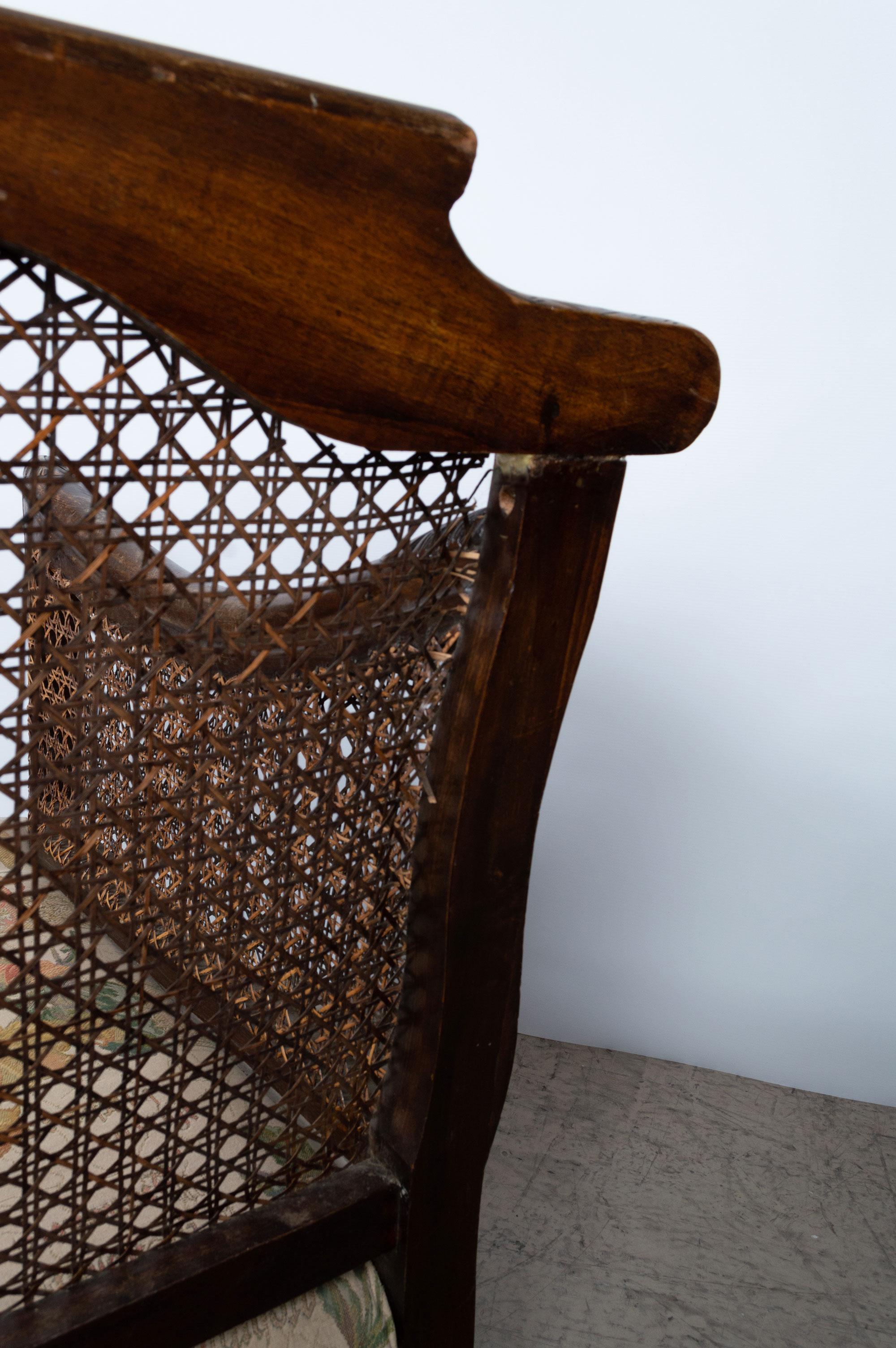 Antique English Caned Bergere Sofa, Circa 1920 2