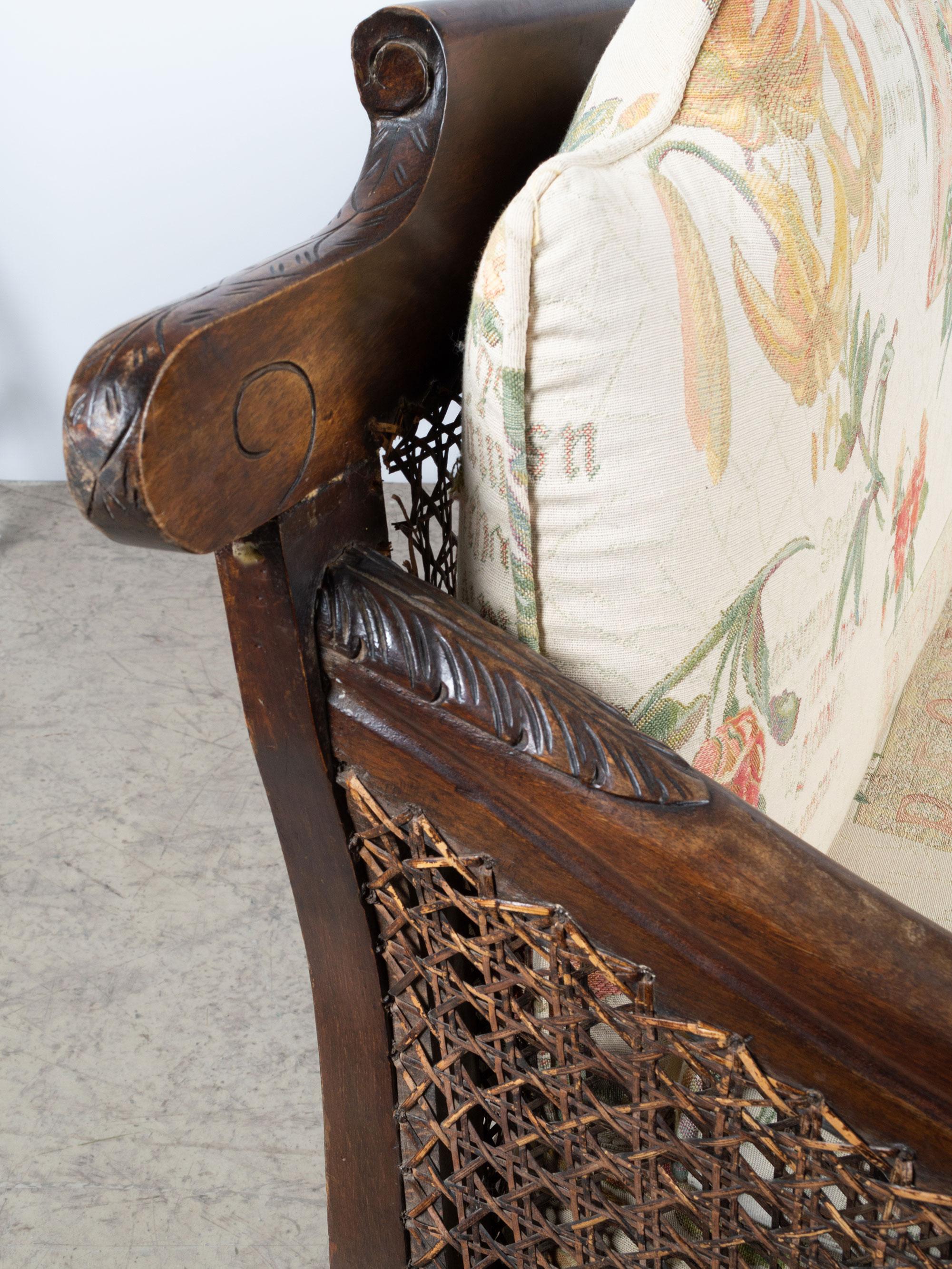 Early 20th Century Antique English Caned Bergere Sofa, Circa 1920