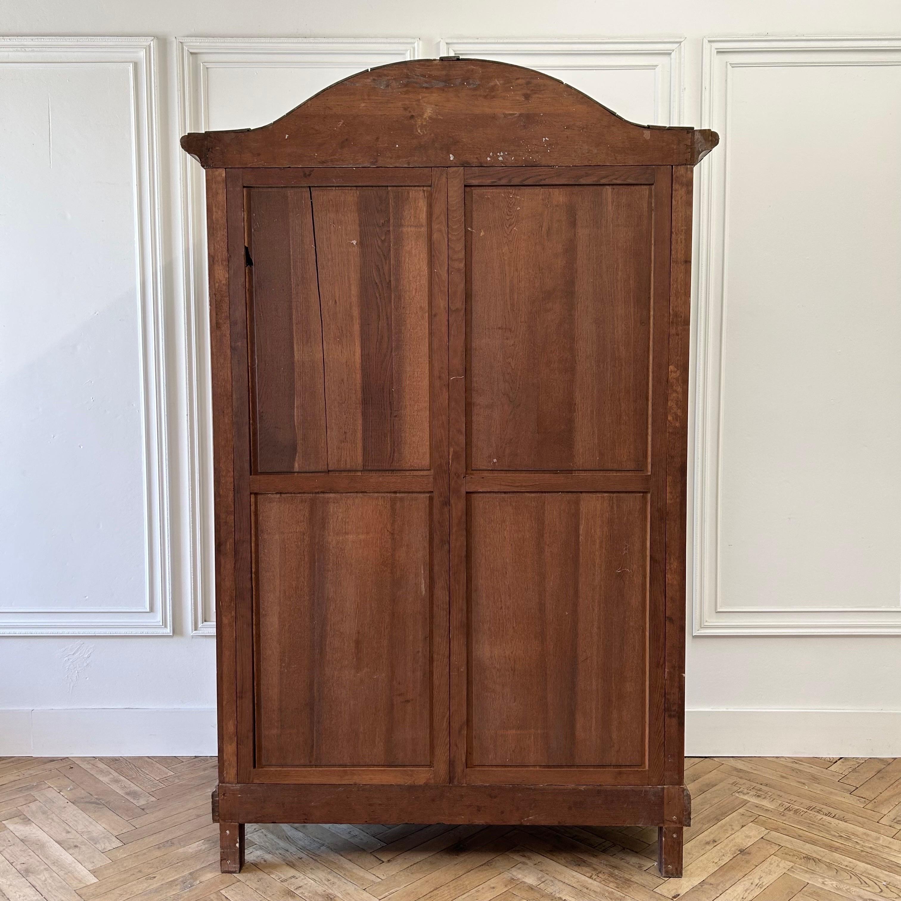 Antique Walnut French Louis XVI Style Ribbon Carved Armoire For Sale 9