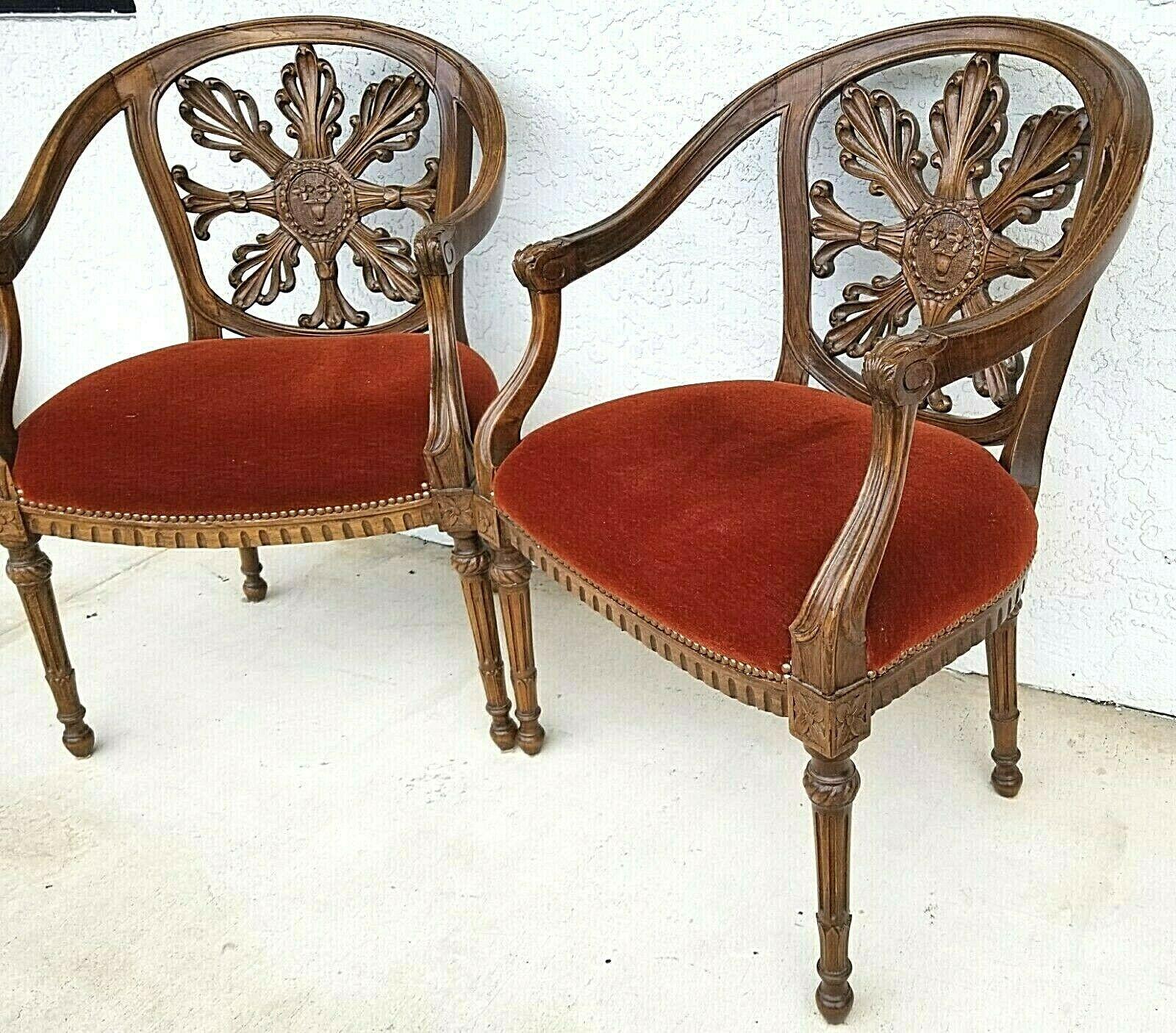 For FULL item description be sure to click on CONTINUE READING at the bottom of this listing.

Offering One Of Our Recent Palm Beach Estate Fine Furniture Acquisitions Of A 
Pair of Antique Early 1900's Hand Carved Walnut French Provincial Accent