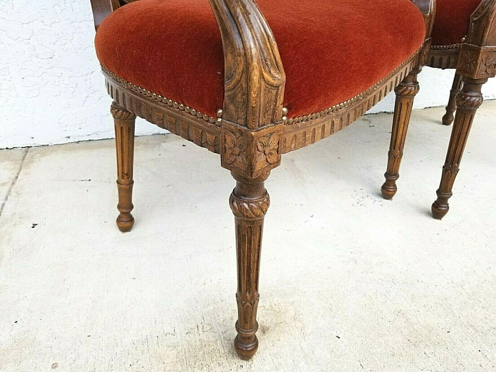 Antique Walnut French Provincial Accent Armchairs For Sale 3