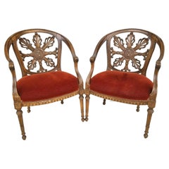 Fauteuils d'appoint de style provincial franais en noyer ancien