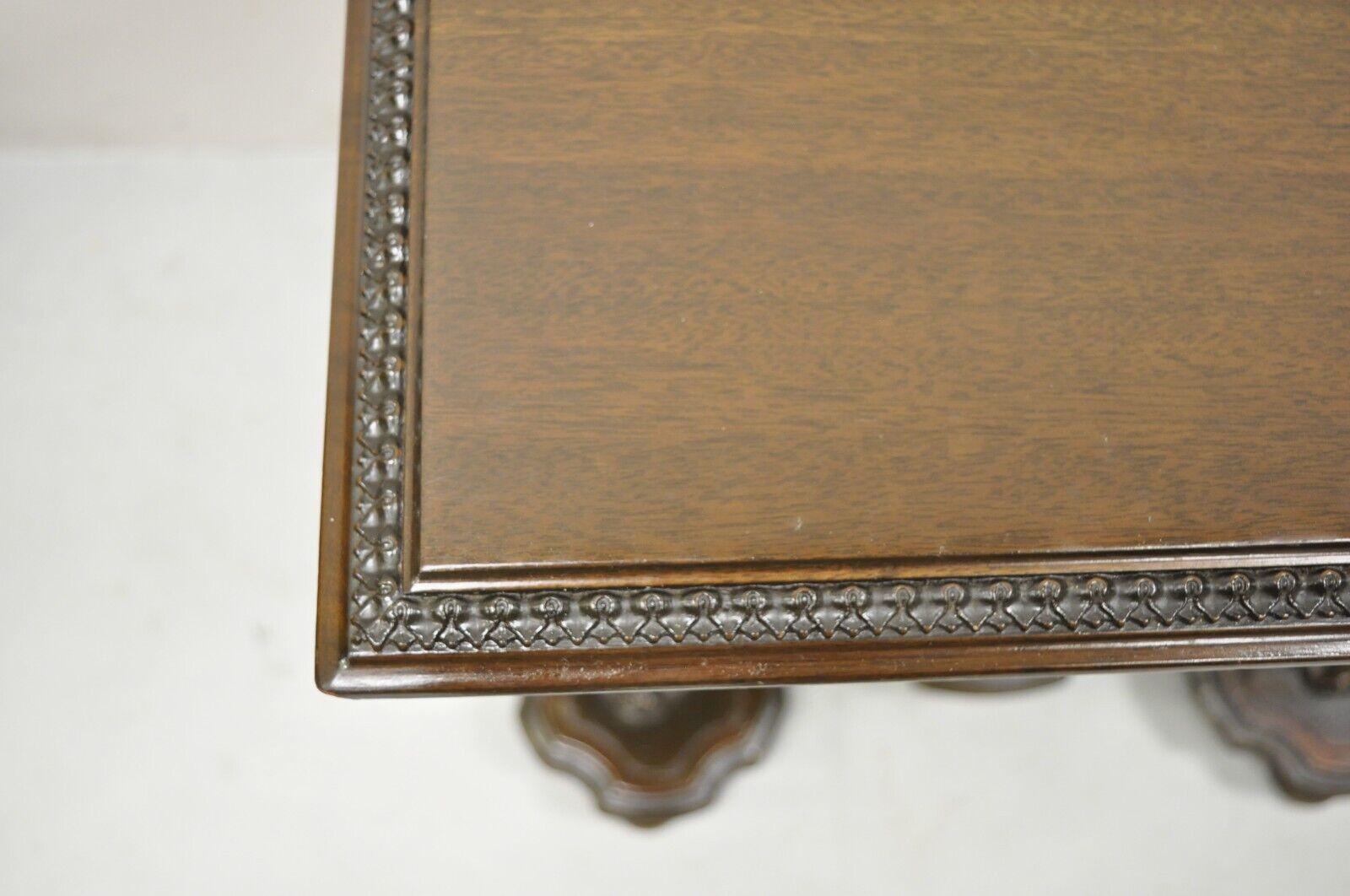 Antique Walnut French Renaissance Double Pedestal Side Table by Imperial Tables In Good Condition In Philadelphia, PA