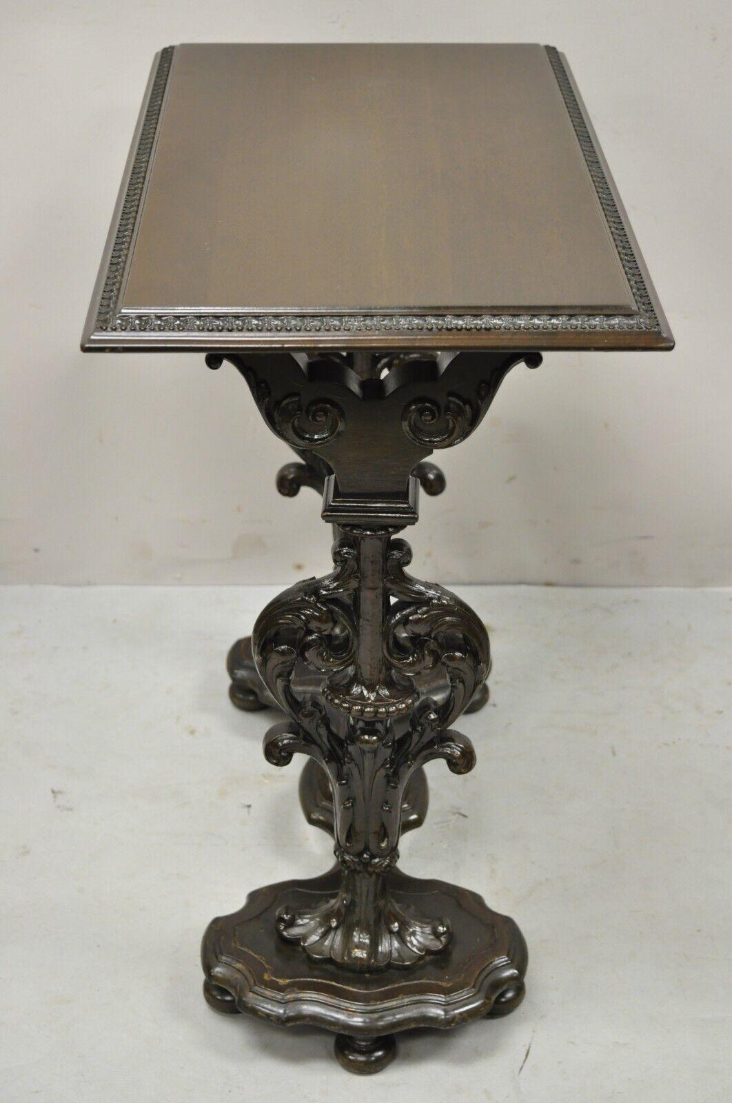 20th Century Antique Walnut French Renaissance Double Pedestal Side Table by Imperial Tables