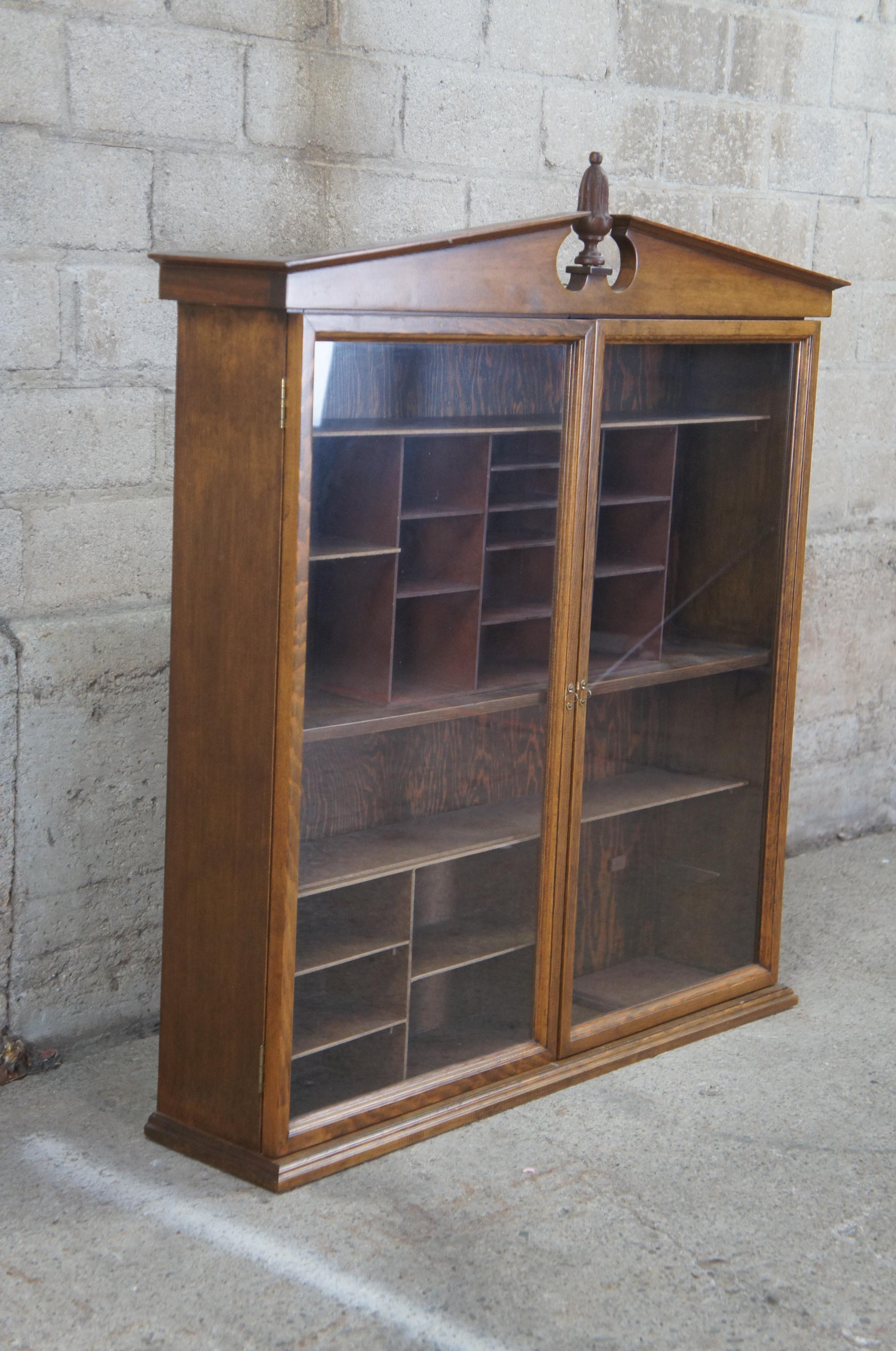 Antique Walnut George III Open Pediment Wall Curio Cabinet Federal Eagle Shelf 2