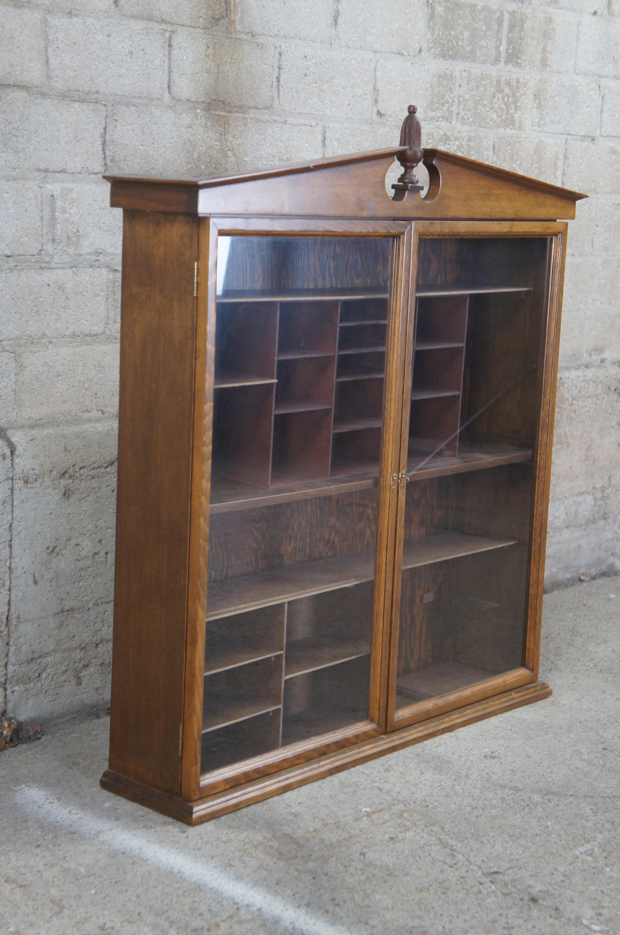 Antique Walnut George III Open Pediment Wall Curio Cabinet Federal Eagle Shelf For Sale 2