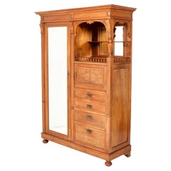 Armoire ou penderie Gründerzeit ancienne en noyer, années 1890