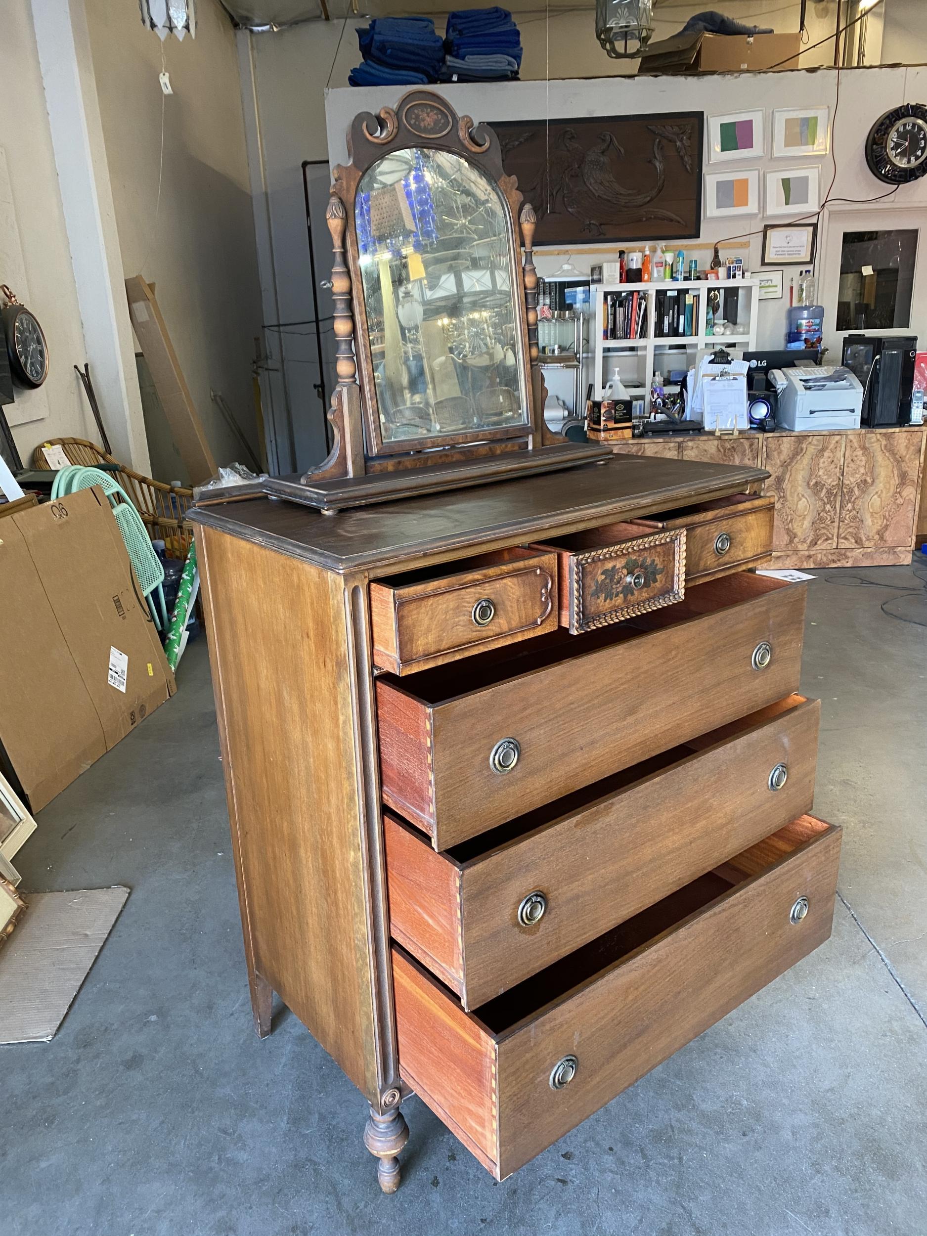 antique lowboy dresser with mirror