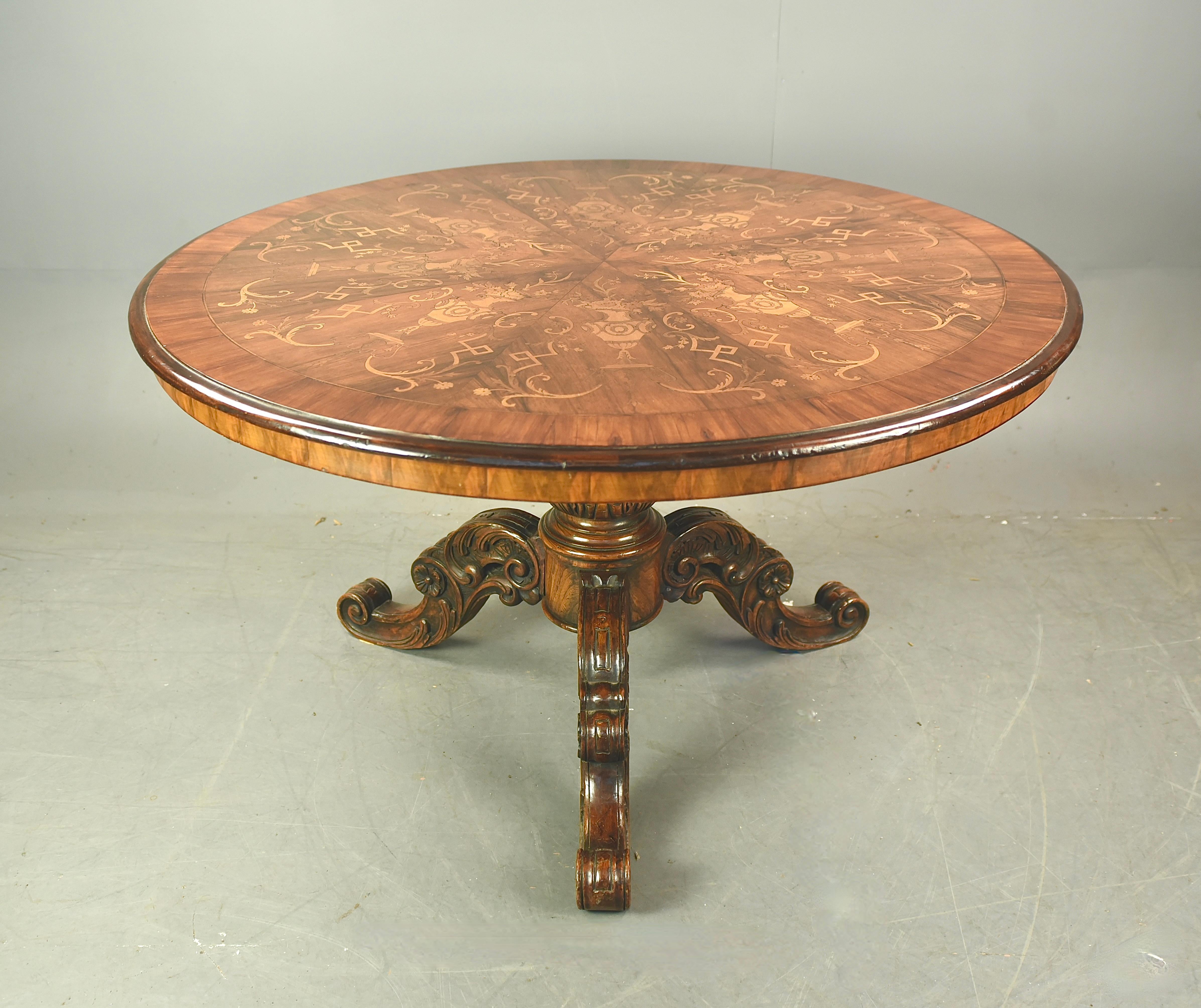 English Antique walnut inlaid centre table 