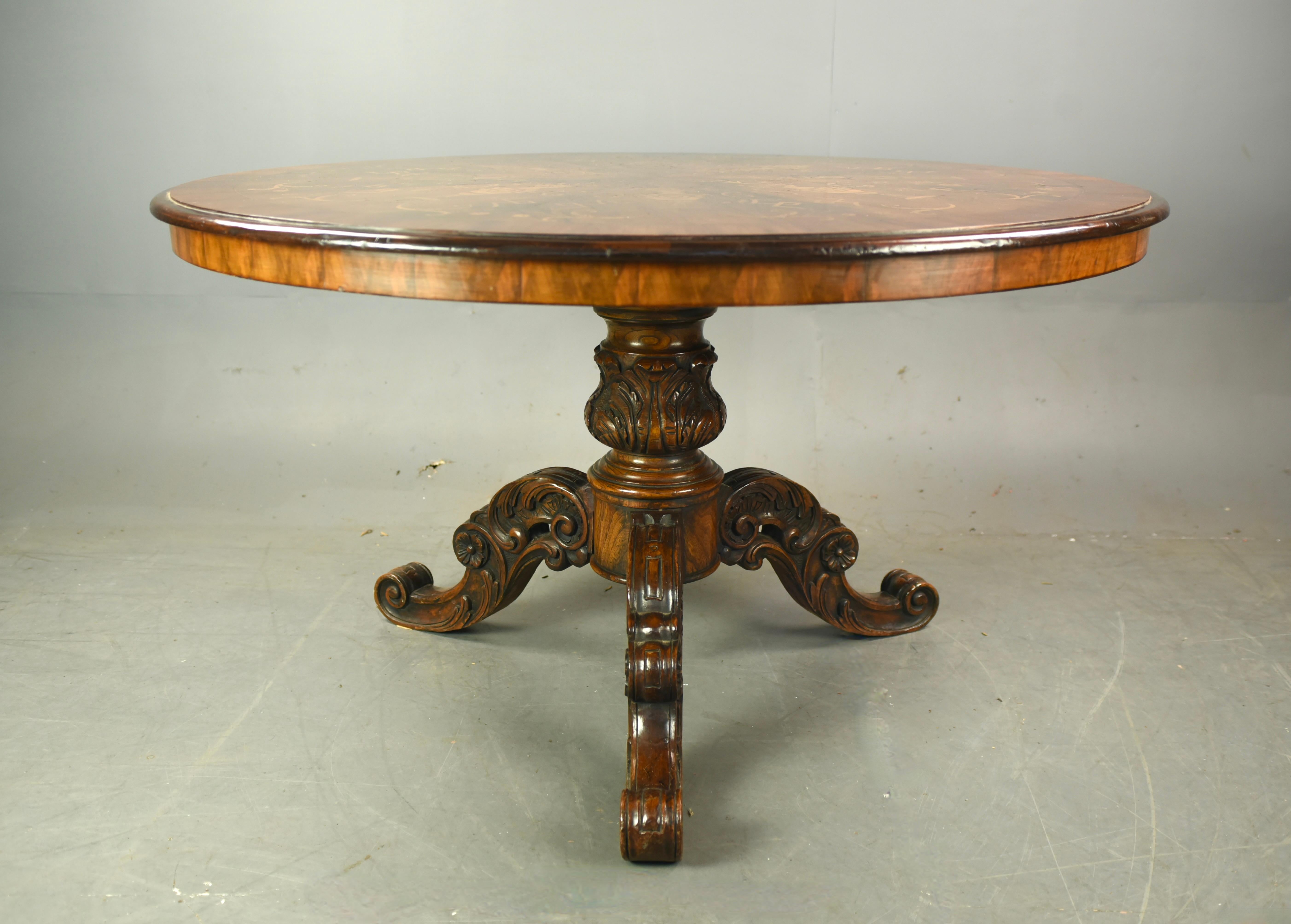 Inlay Antique walnut inlaid centre table 