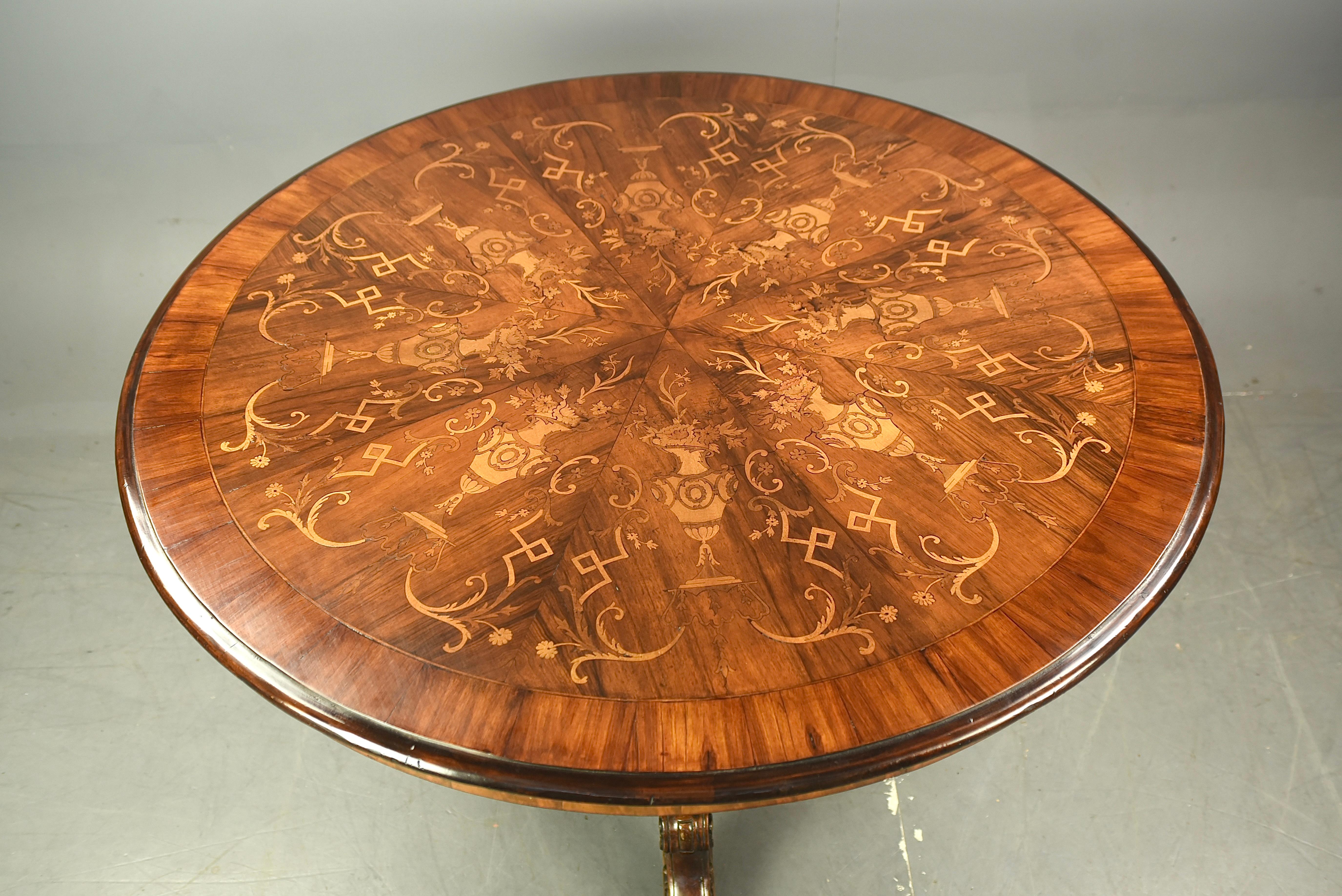 Antique walnut inlaid centre table  In Good Condition In Chelmsford, GB