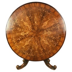 Antique walnut inlaid centre table 